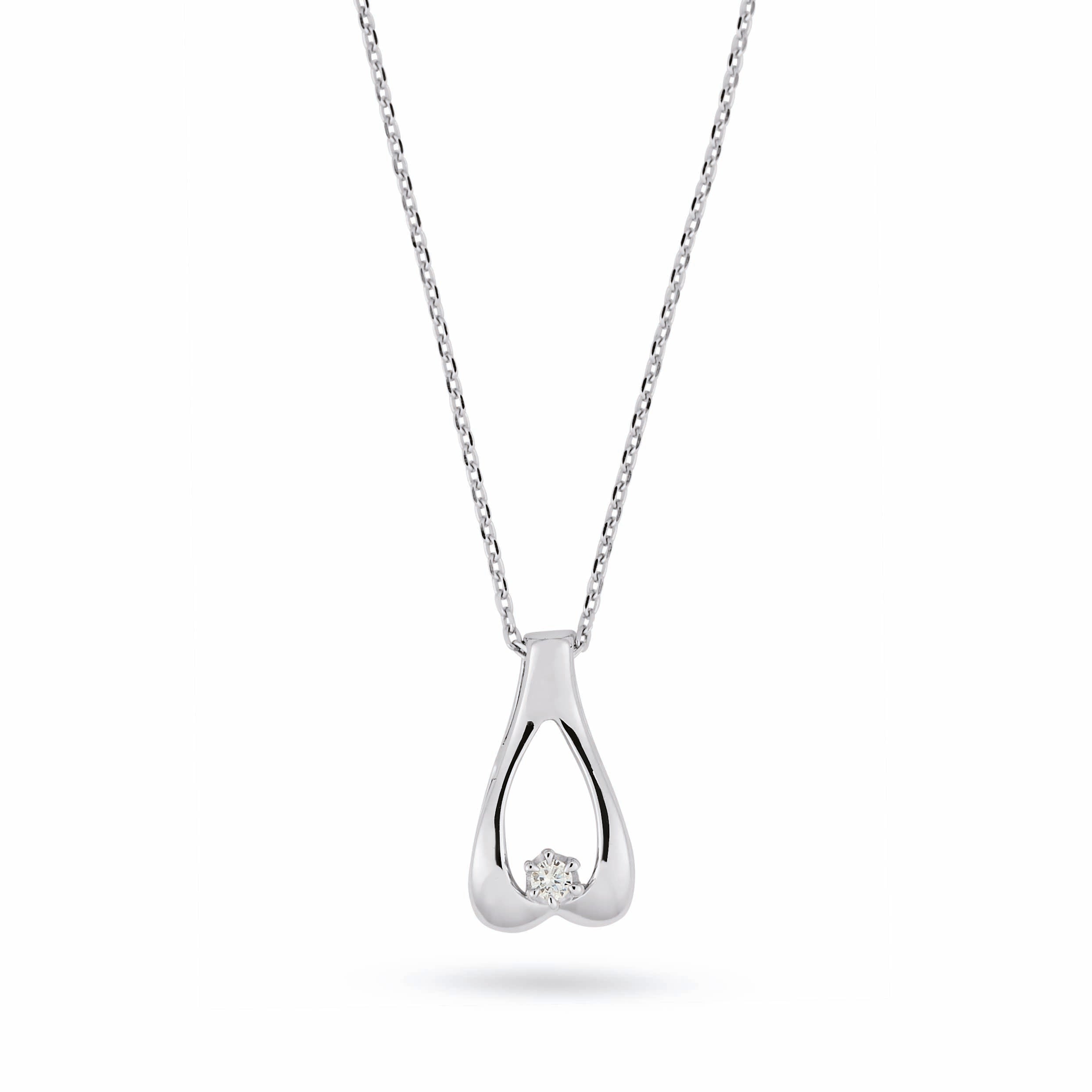 COLIER N000117 DIN AUR ALB 14K FORMA INIMA CU DIAMANT - Bijuterii LA ROSA - Verighete si Inele de Logodna, bijuterii cu diamante