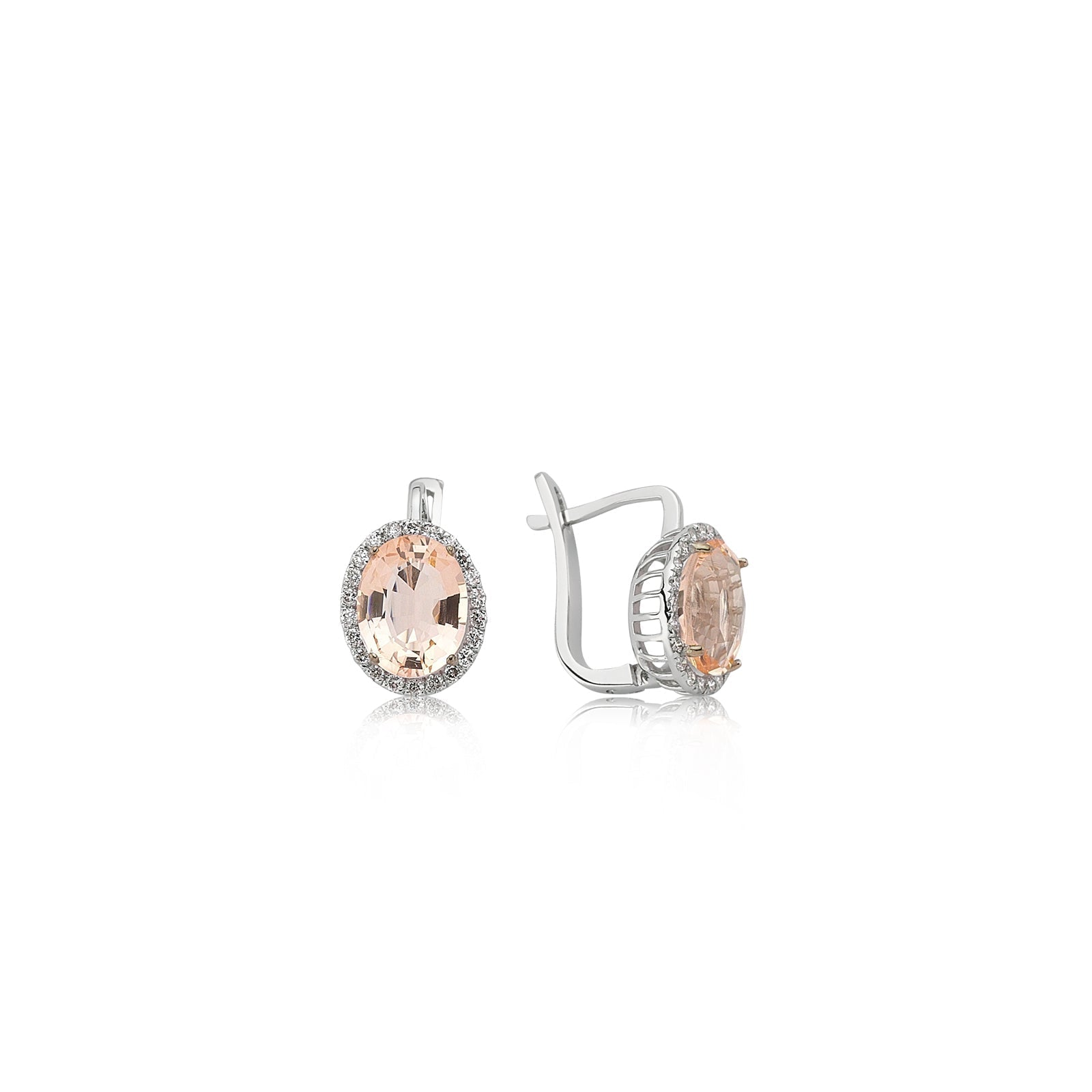 Cercei LDEA0331 din aur alb 18k cu Diamante Naturale si morganit