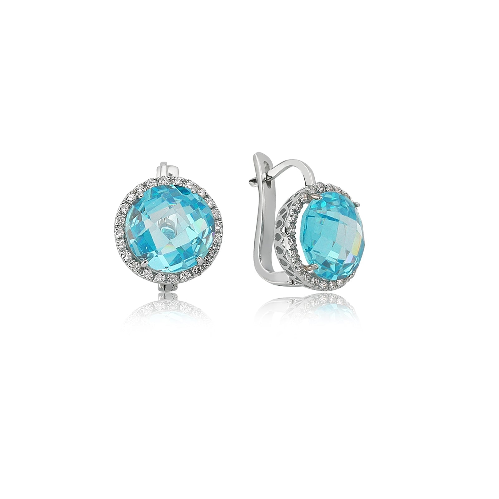 Cercei LDEA0334 din aur alb 18k cu Diamante Naturale si topaz