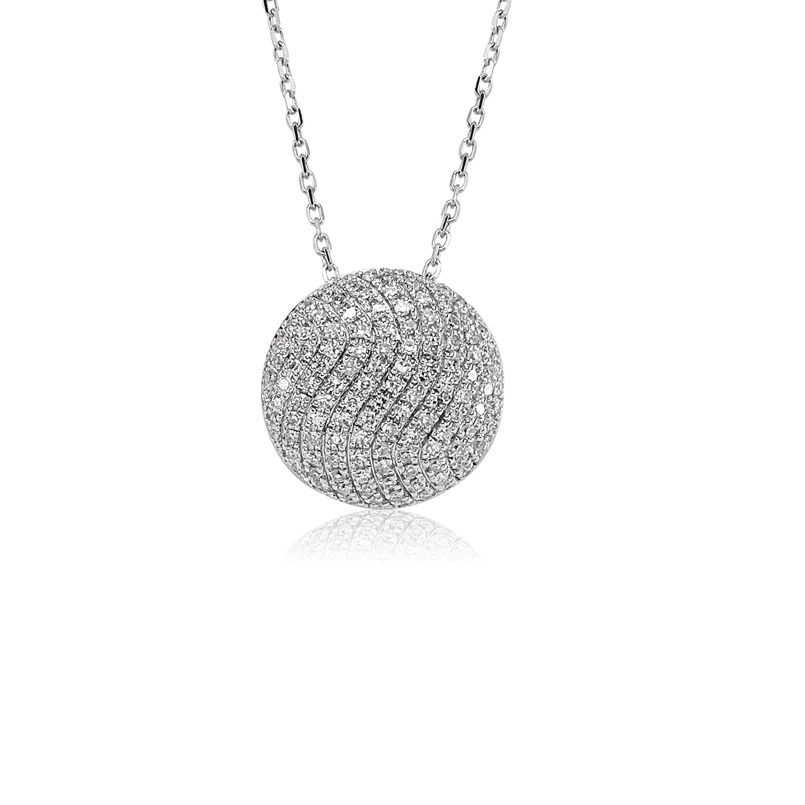 COLIER LDN0270 DIN AUR ALB 14K FORMA ROTUNDA CU DIAMANTE - Bijuterii LA ROSA