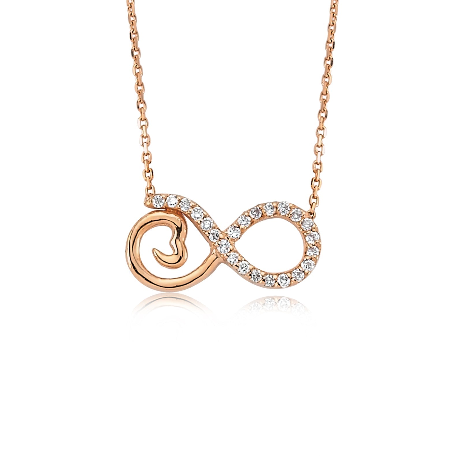 Colier LDNA0343 din aur roz 18k cu diamante forma infinit - Bijuterii LA ROSA