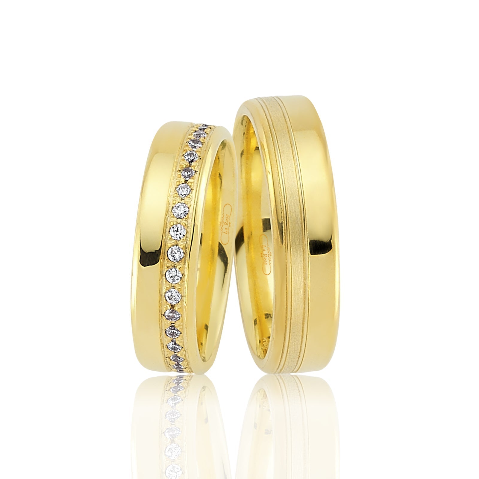 Verighete AMARISA din aur galben cu diamante sau cristale - Bijuterii LA ROSA