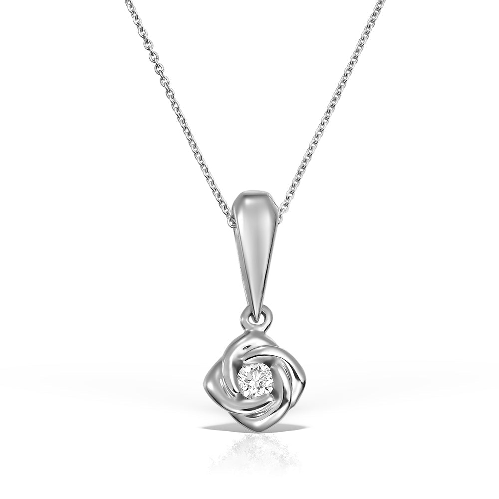 COLIER LRPN127 DIN AUR ALB 14K CU DIAMANT FORMA FLOARE - Bijuterii LA ROSA