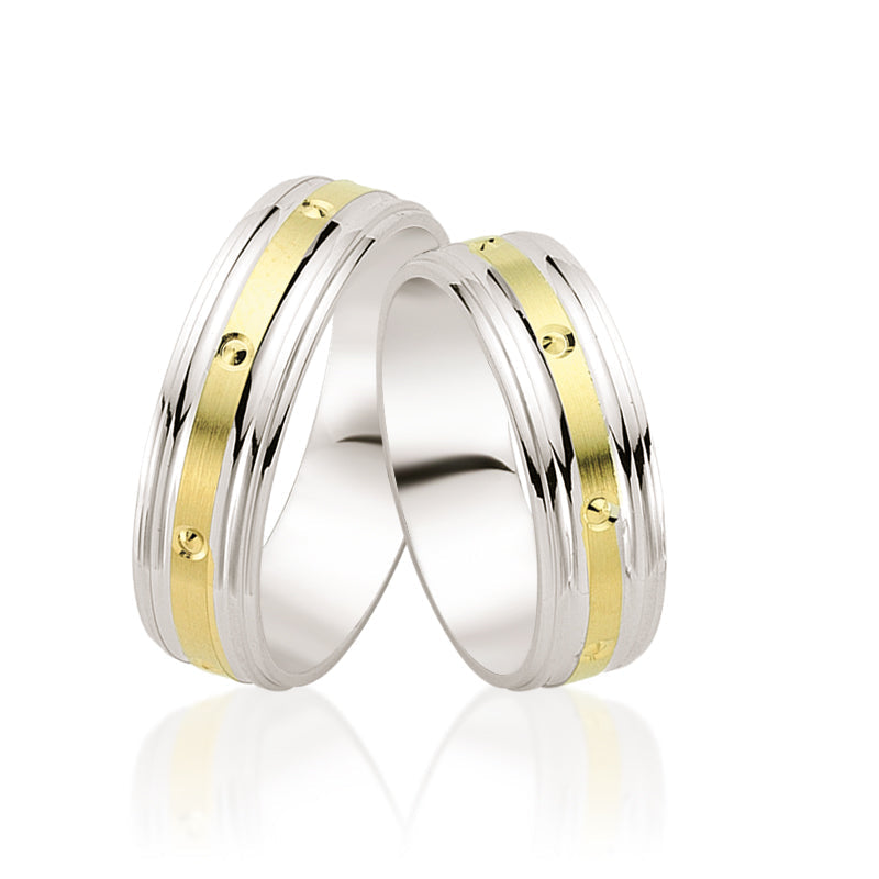 Verighete LRX350 din aur alb si aur galben - Bijuterii LA ROSA