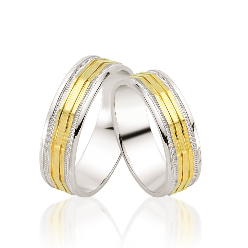 Verighete LRX356 din aur alb si aur galben - Bijuterii LA ROSA