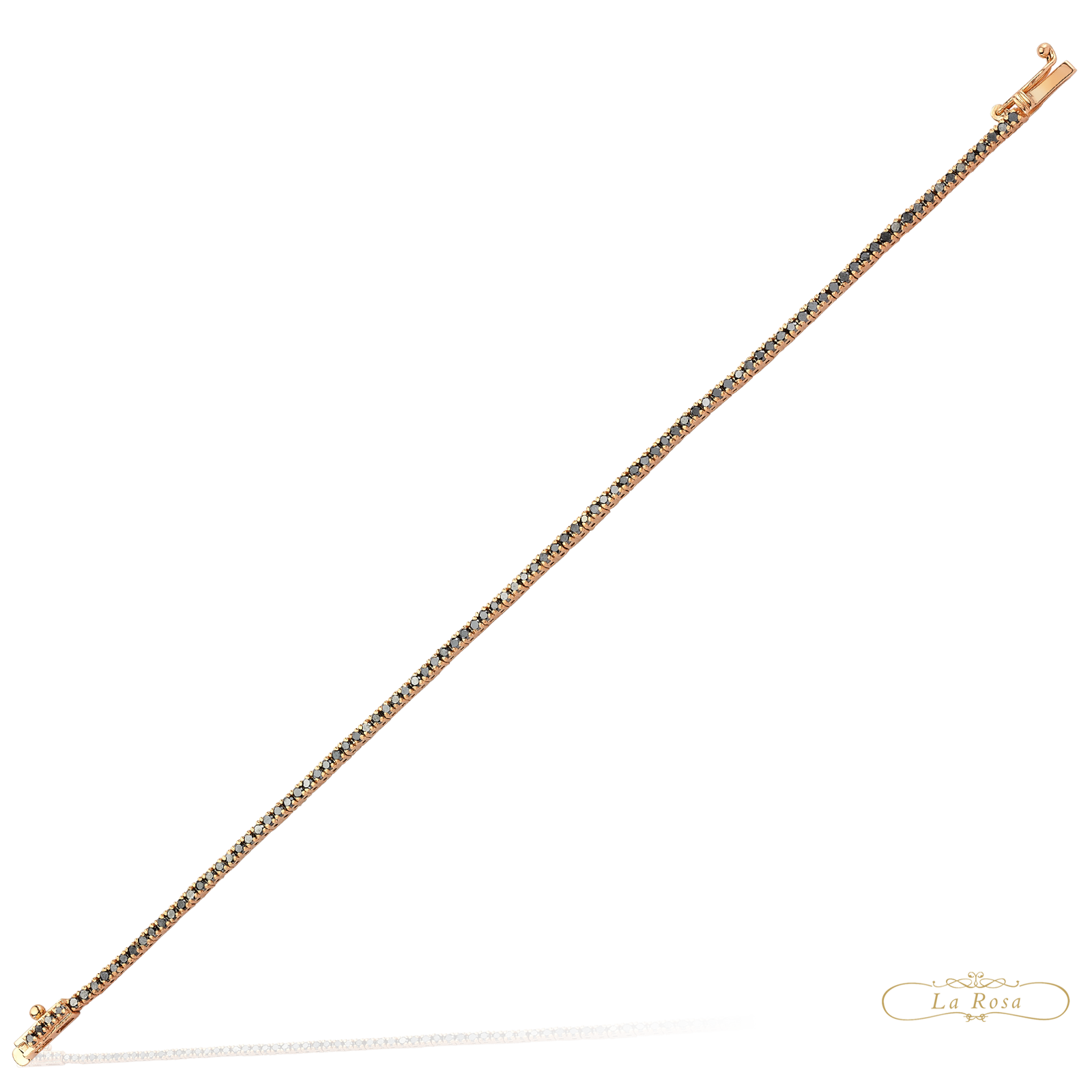 Bratara Tennis LDB0019 din aur roz 18k cu diamante negre - Bijuterii LA ROSA