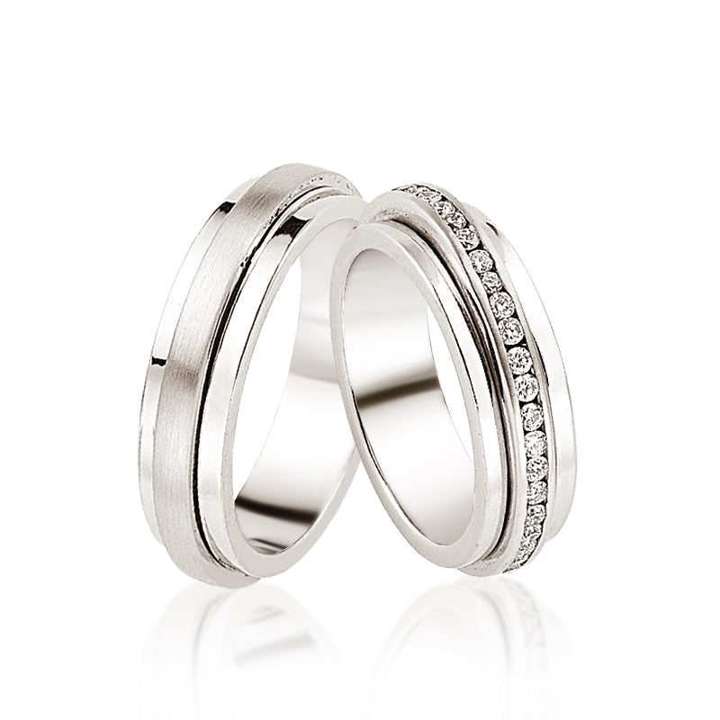 Verighete Miracle din platina cu diamante sau cu cristale - Bijuterii LA ROSA