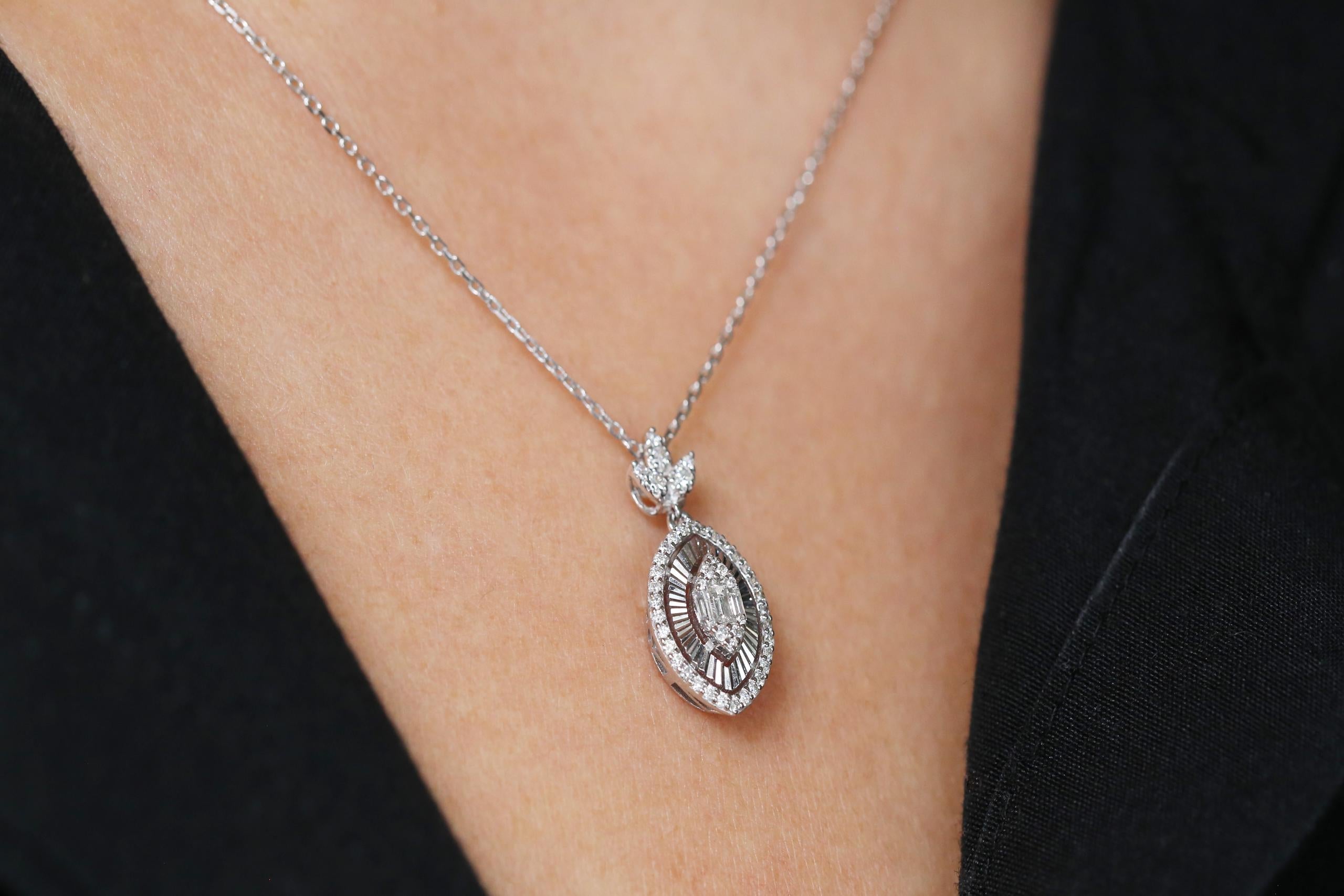 COLIER N000029 DIN AUR ALB 14K FORMA LACRIMA CU DIAMANTE - Bijuterii LA ROSA - Verighete si Inele de Logodna, bijuterii cu diamante