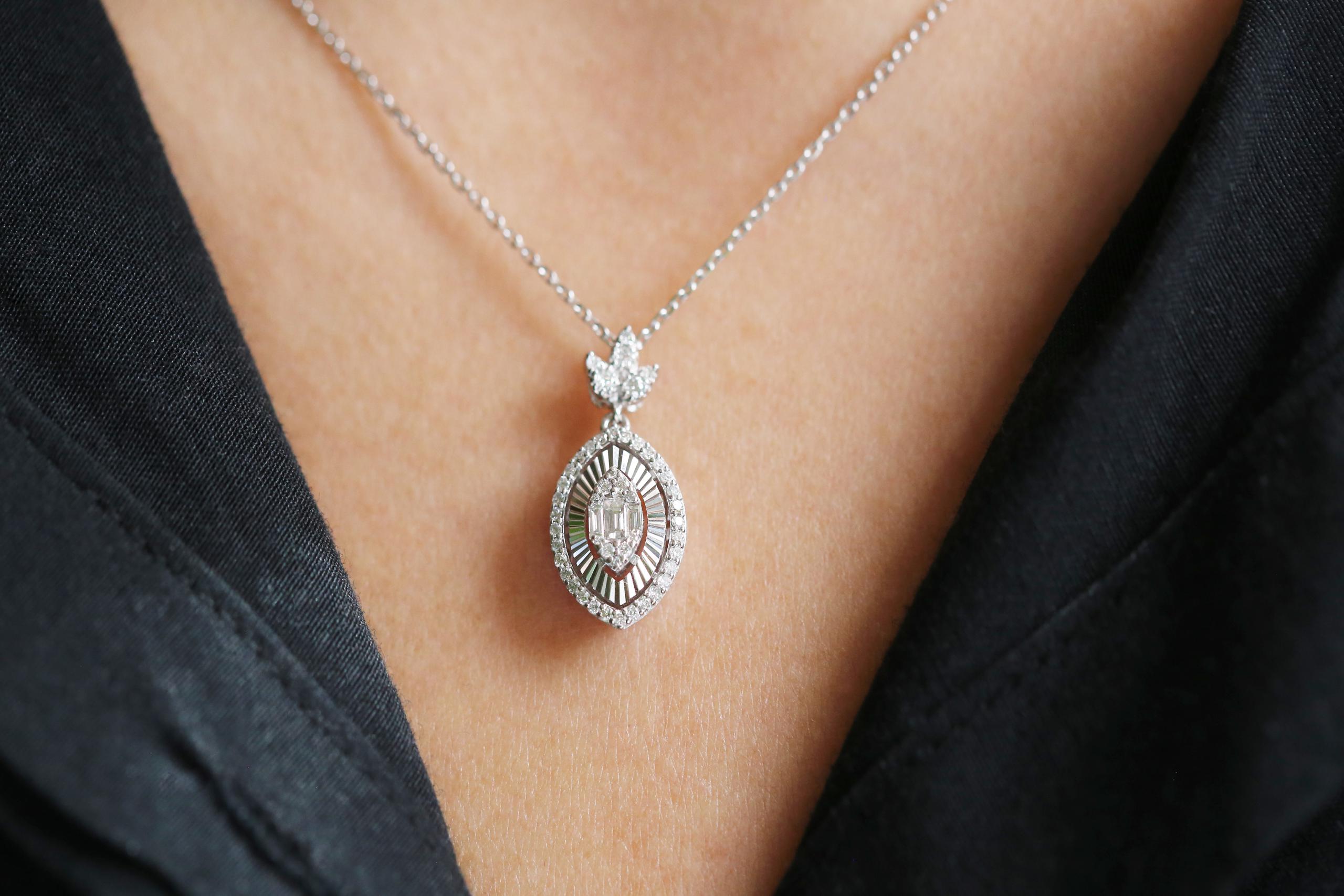 COLIER N000029 DIN AUR ALB 14K FORMA LACRIMA CU DIAMANTE - Bijuterii LA ROSA - Verighete si Inele de Logodna, bijuterii cu diamante