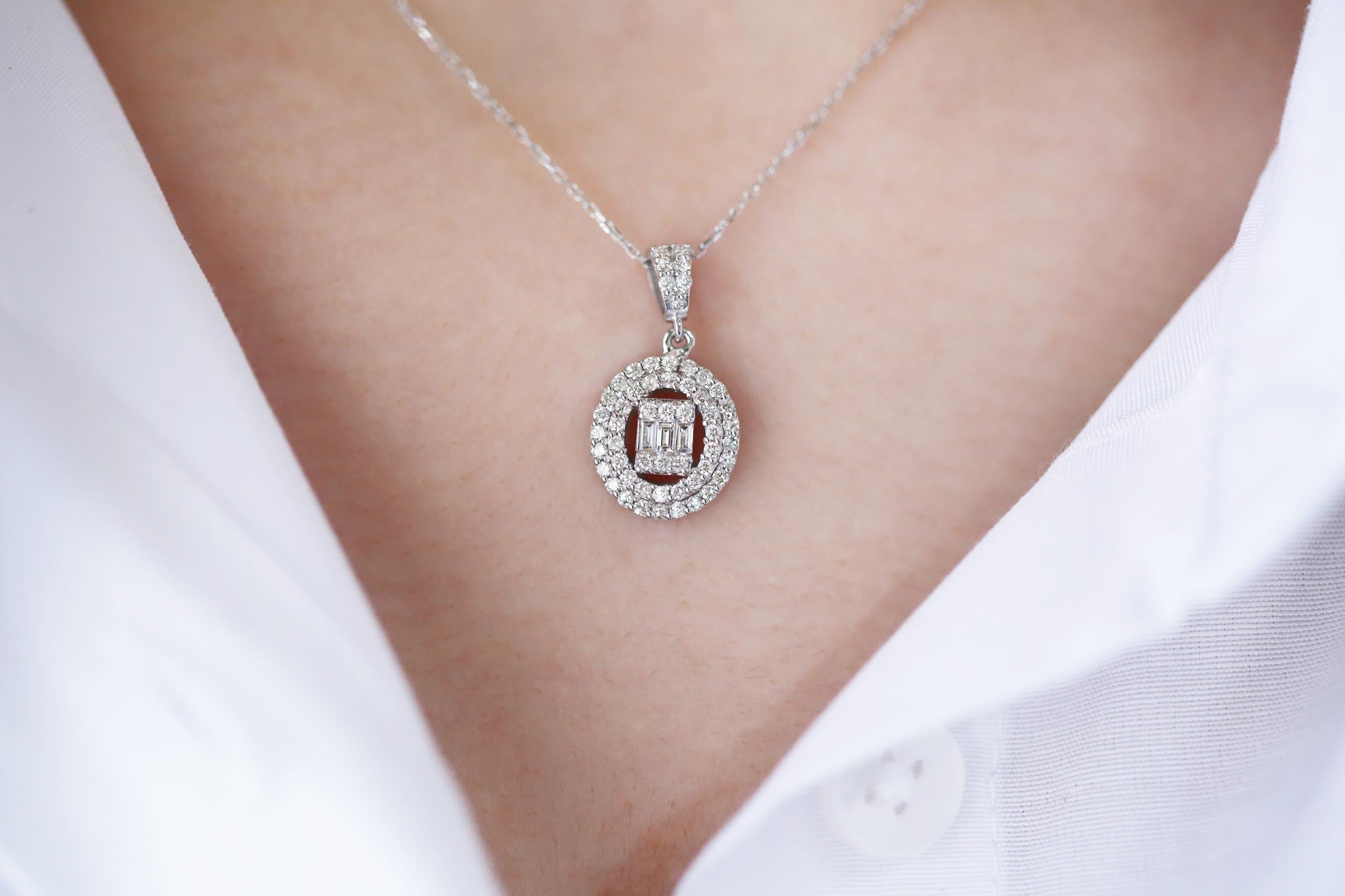 COLIER N000509 DIN AUR ALB 14K FORMA ROTUNDA CU DIAMANTE - Bijuterii LA ROSA - Verighete si Inele de Logodna, bijuterii cu diamante