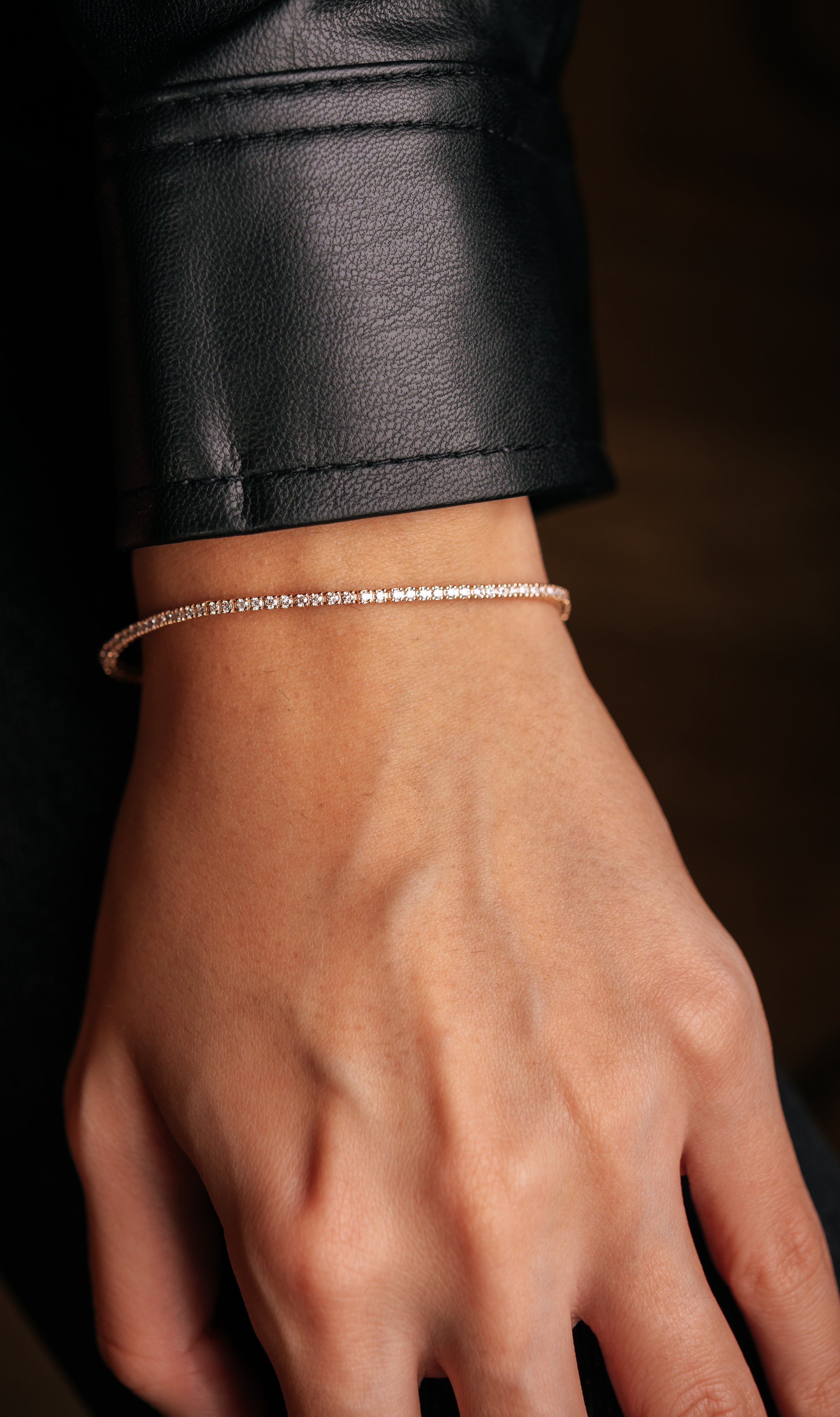 BRATARA Tennis B000427 DIN AUR ROZ 14K CU DIAMANTE - Bijuterii LA ROSA - Verighete si Inele de Logodna, bijuterii cu diamante