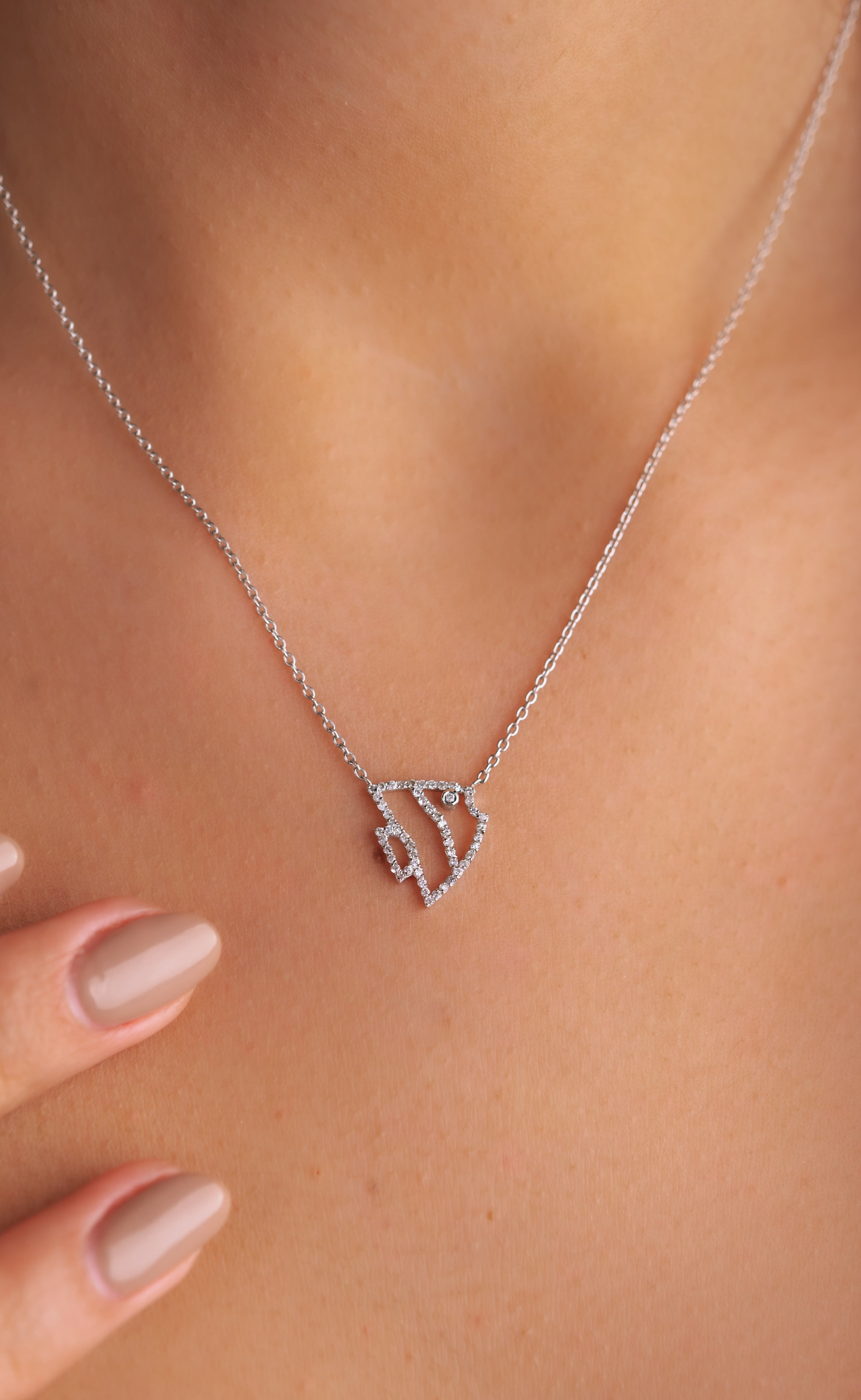 COLIER LRYSK392 DIN AUR ALB 18K CU DIAMANTE - Bijuterii LA ROSA - Verighete si Inele de Logodna, bijuterii cu diamante