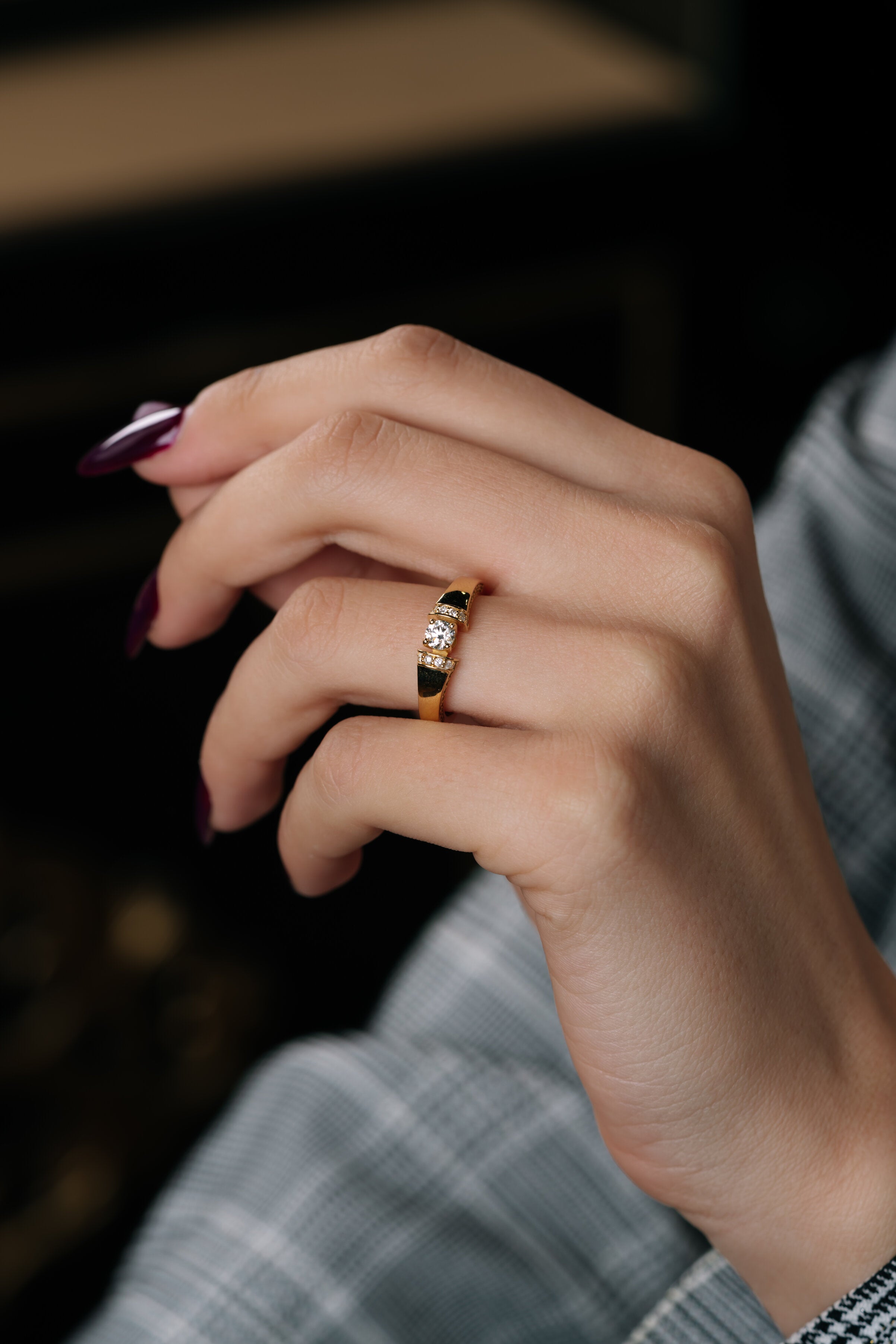 Inel de logodna LRY213 din aur galben 18k cu diamante - Bijuterii LA ROSA