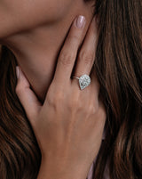 Inel LRVA0333 din aur alb 18k cu diamante forma lacrima - Bijuterii LA ROSA