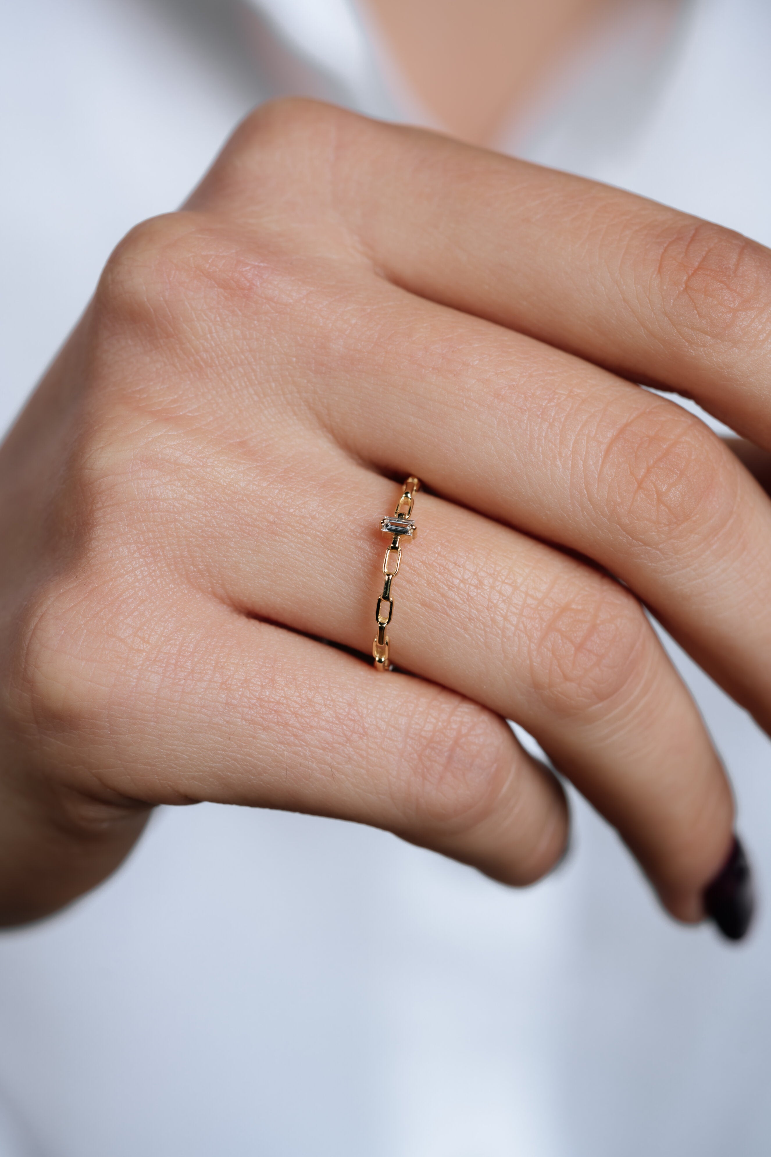 INEL R0004 DIN AUR GALBEN 14K CU DIAMANT BAGHETE - Bijuterii LA ROSA