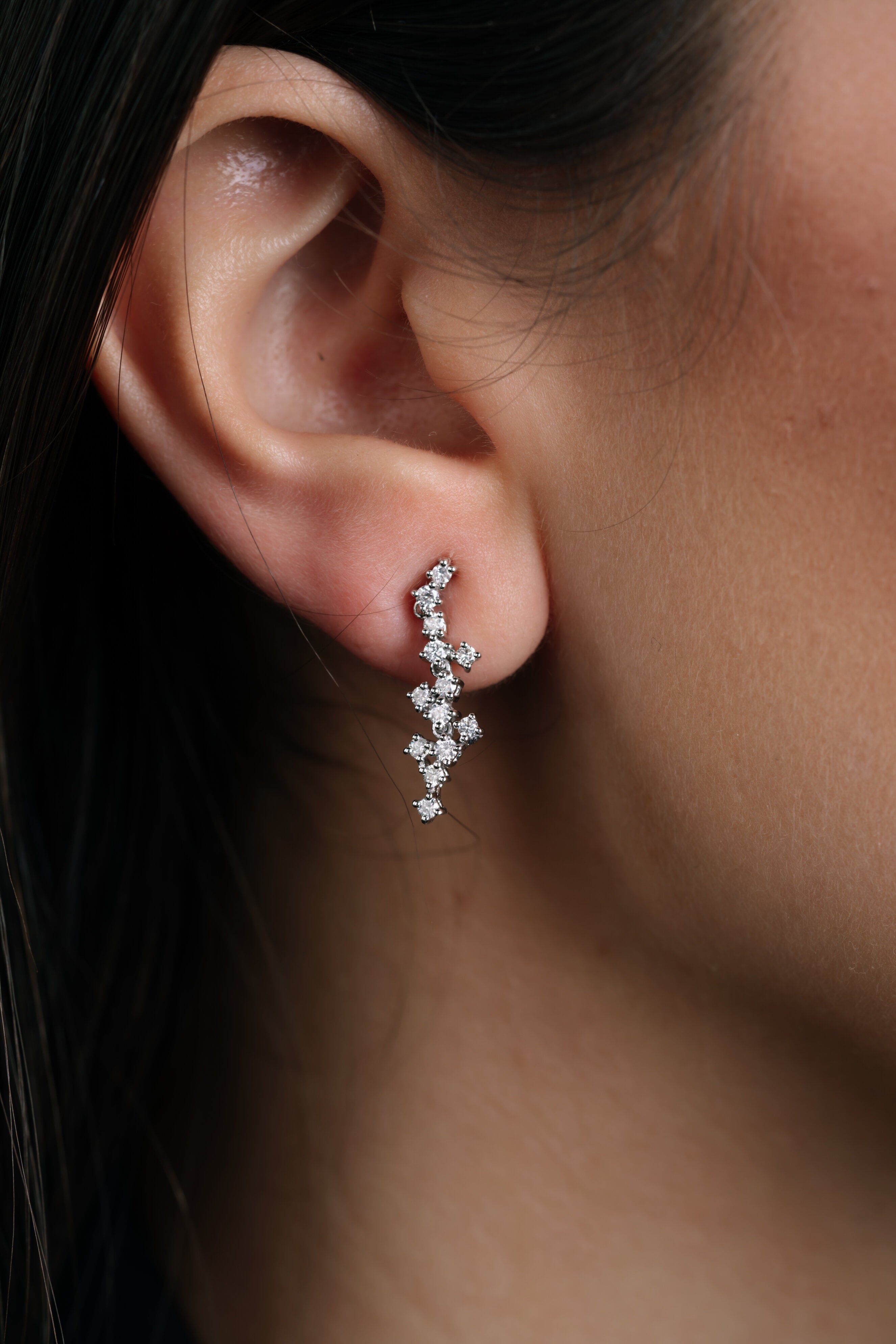 CERCEI E001111 DIN AUR ALB 14K CU DIAMANTE - Bijuterii LA ROSA