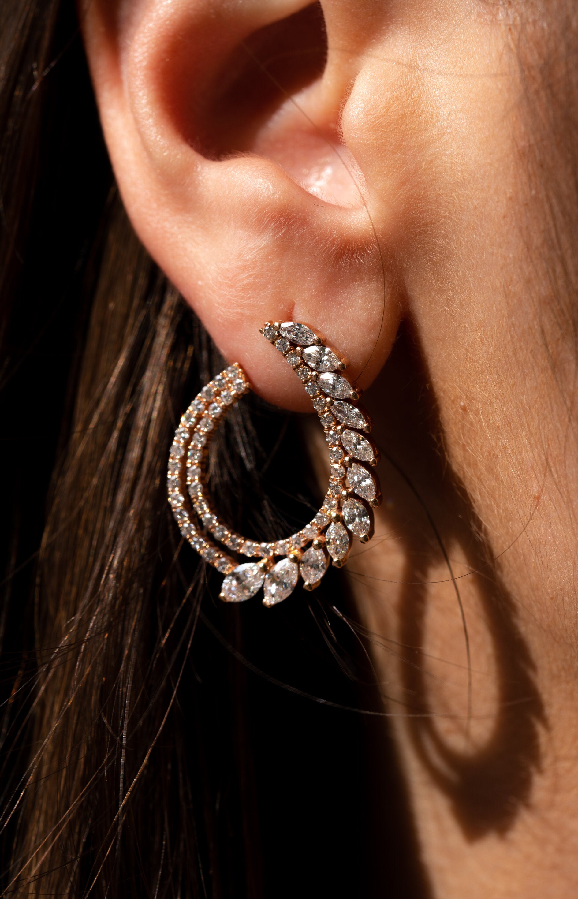 CERCEI KP19281 DIN AUR ROZ 18K FORMA LACRIMA CU DIAMANTE - Bijuterii LA ROSA