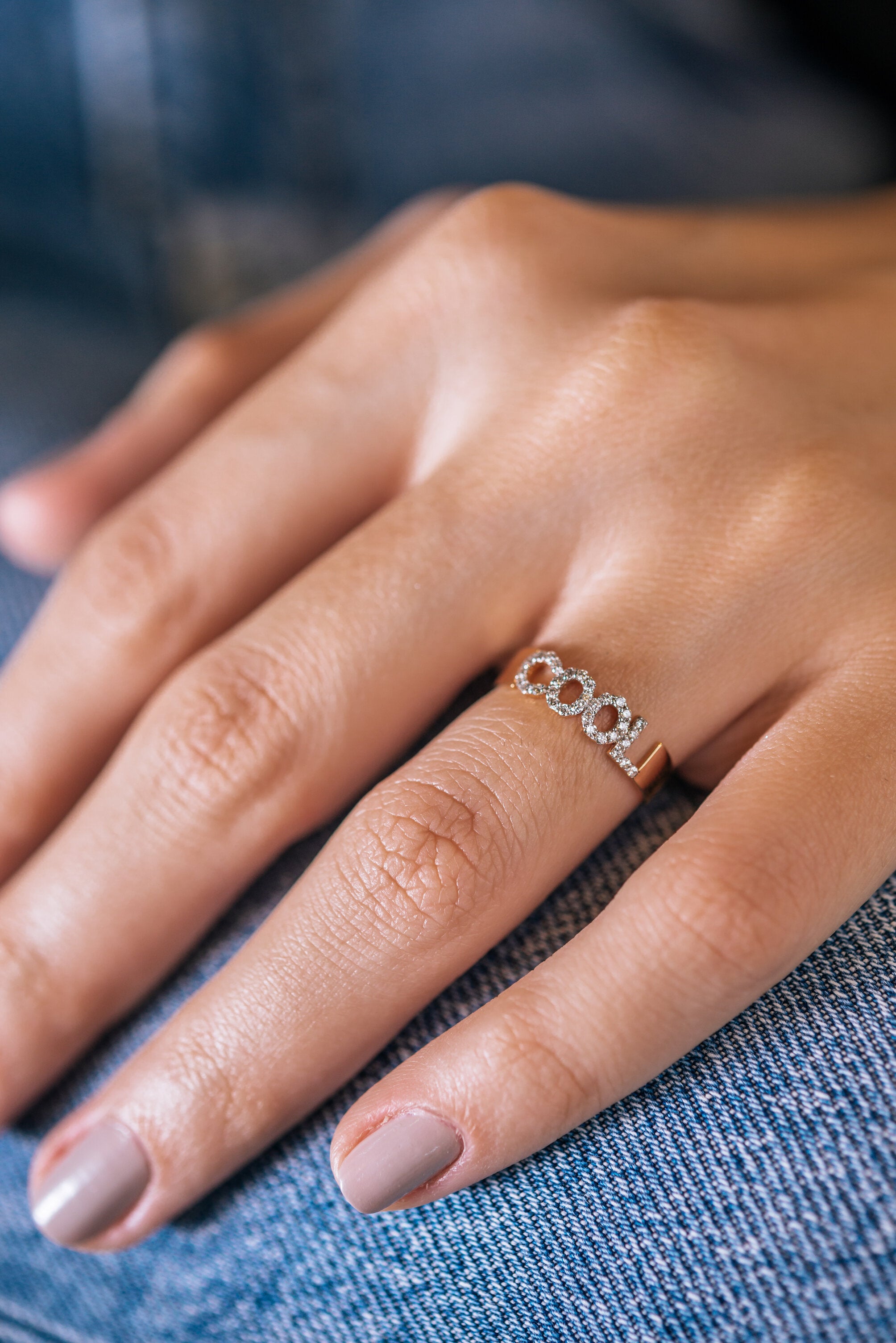Inel COOL din aur roz 14k cu diamante - Bijuterii LA ROSA