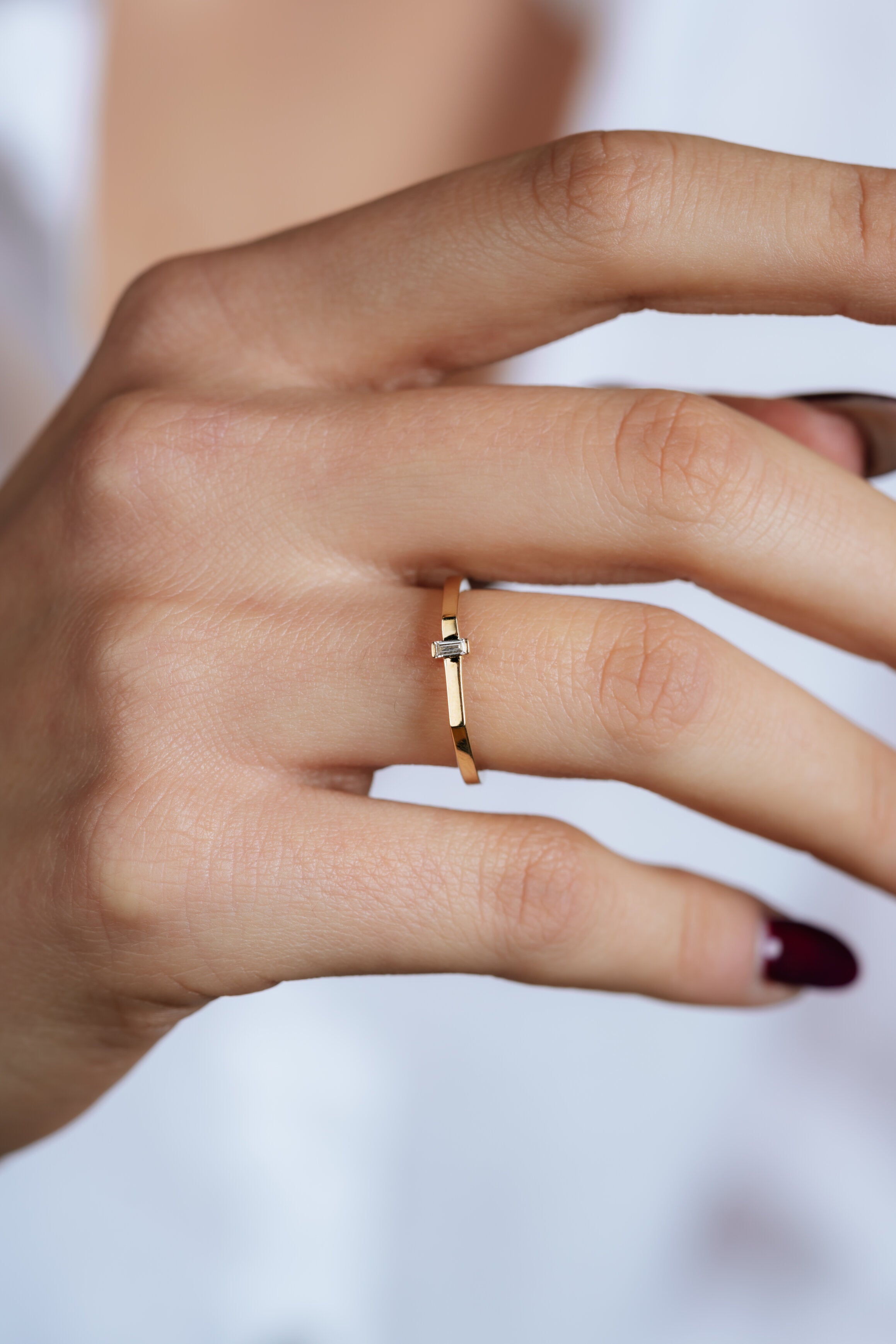 INEL R0001 DIN AUR GALBEN 14K CU DIAMANT BAGHETE - Bijuterii LA ROSA