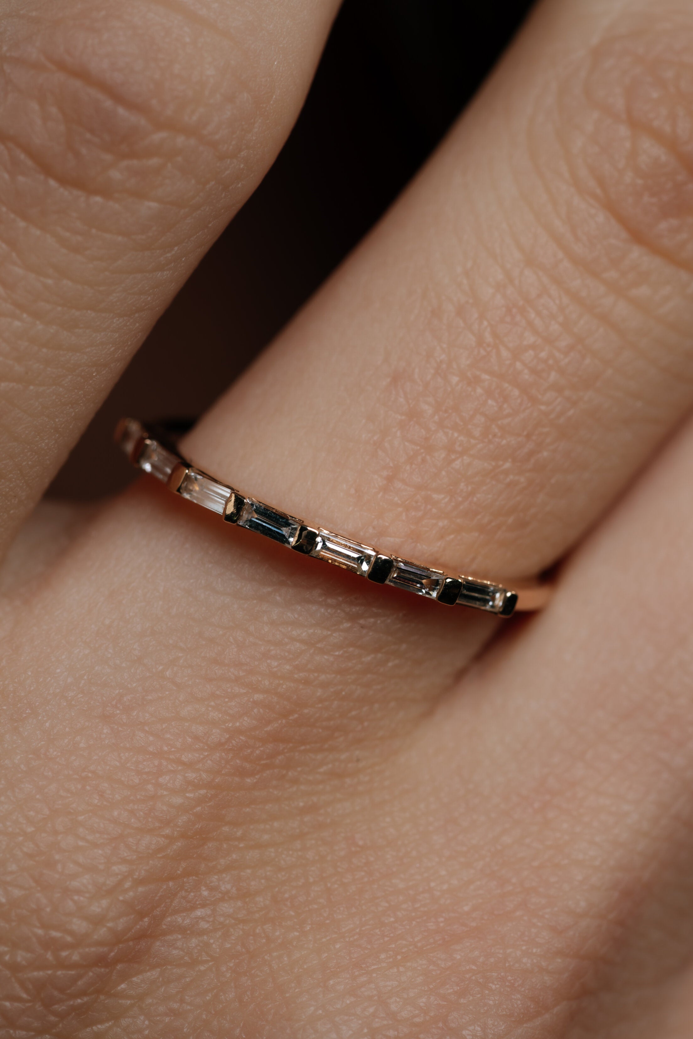 INEL R002005 DIN AUR ROZ 14K CU DIAMANTE BAGHETE - Bijuterii LA ROSA