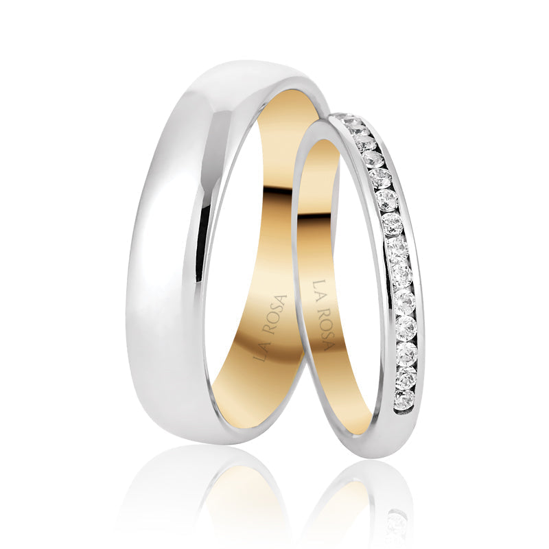 Verighete LRSZ001 din aur alb și aur galben cu diamante 0.32ct realizate în atelierul La Rosa