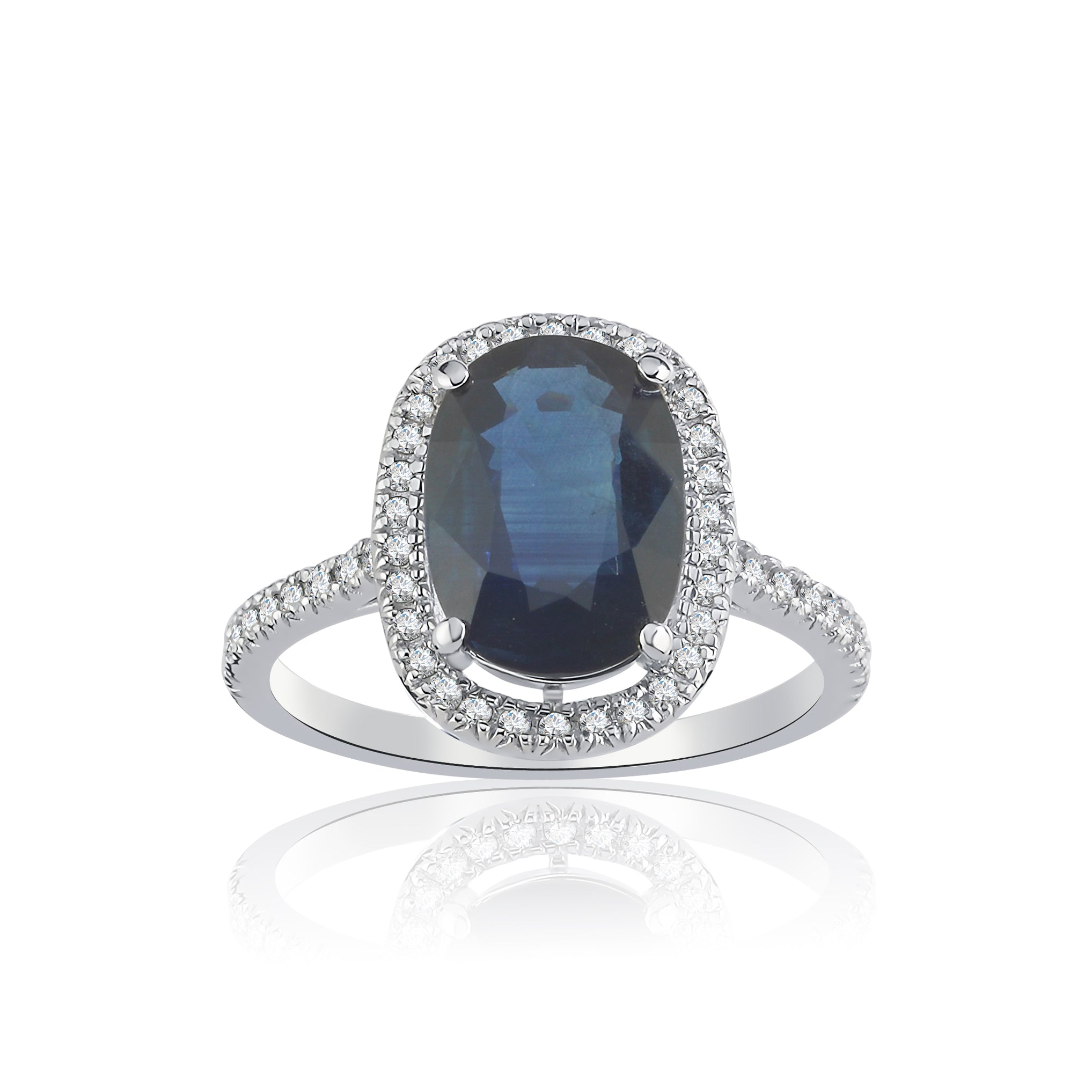 Inel LRSR502 aur alb 18k cu safir 2.97ct si diamante naturale 0.22ct