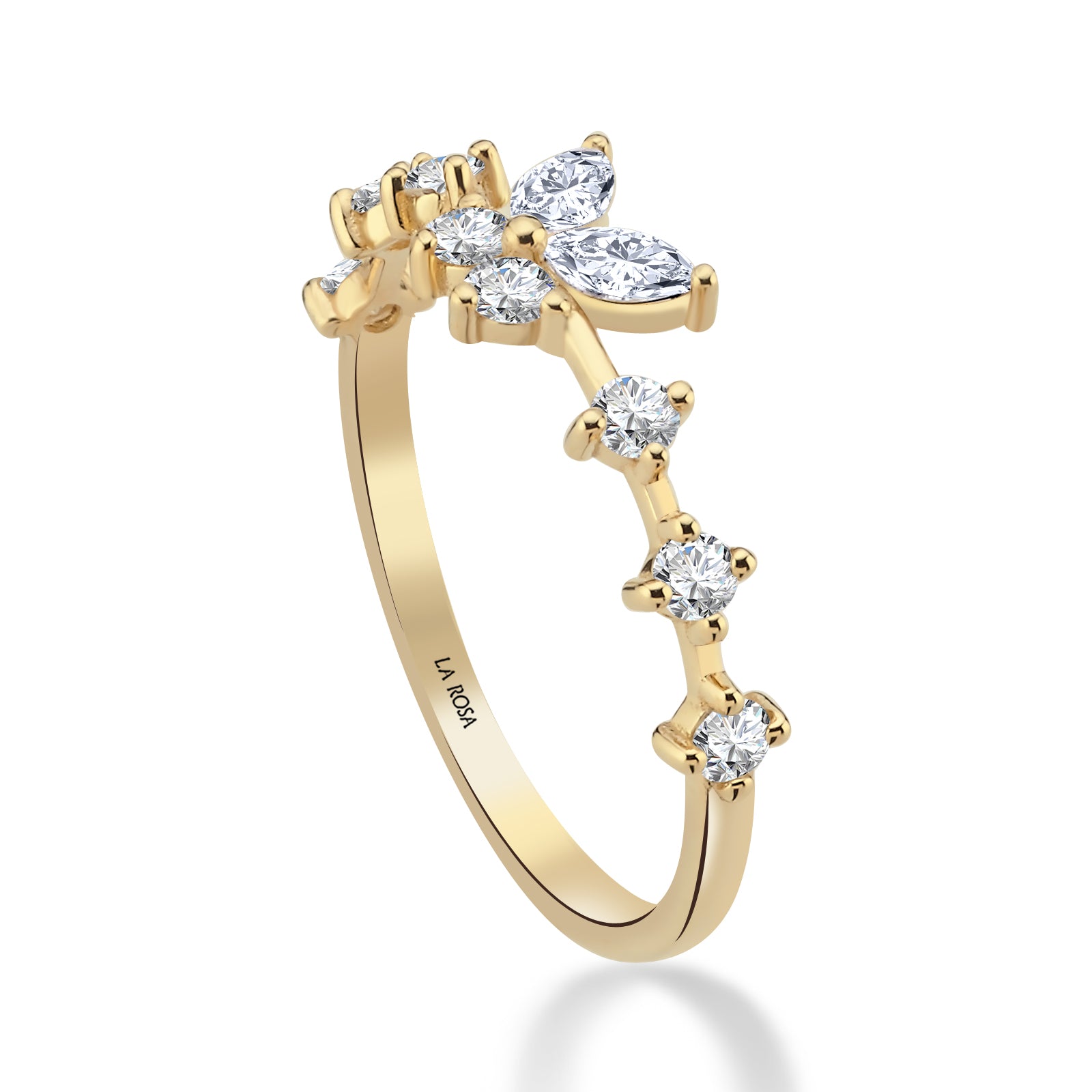INEL MYSTIC DREAM DIN AUR GALBEN 14K FORMA FLUTURE CU DIAMANTE - Bijuterii LA ROSA