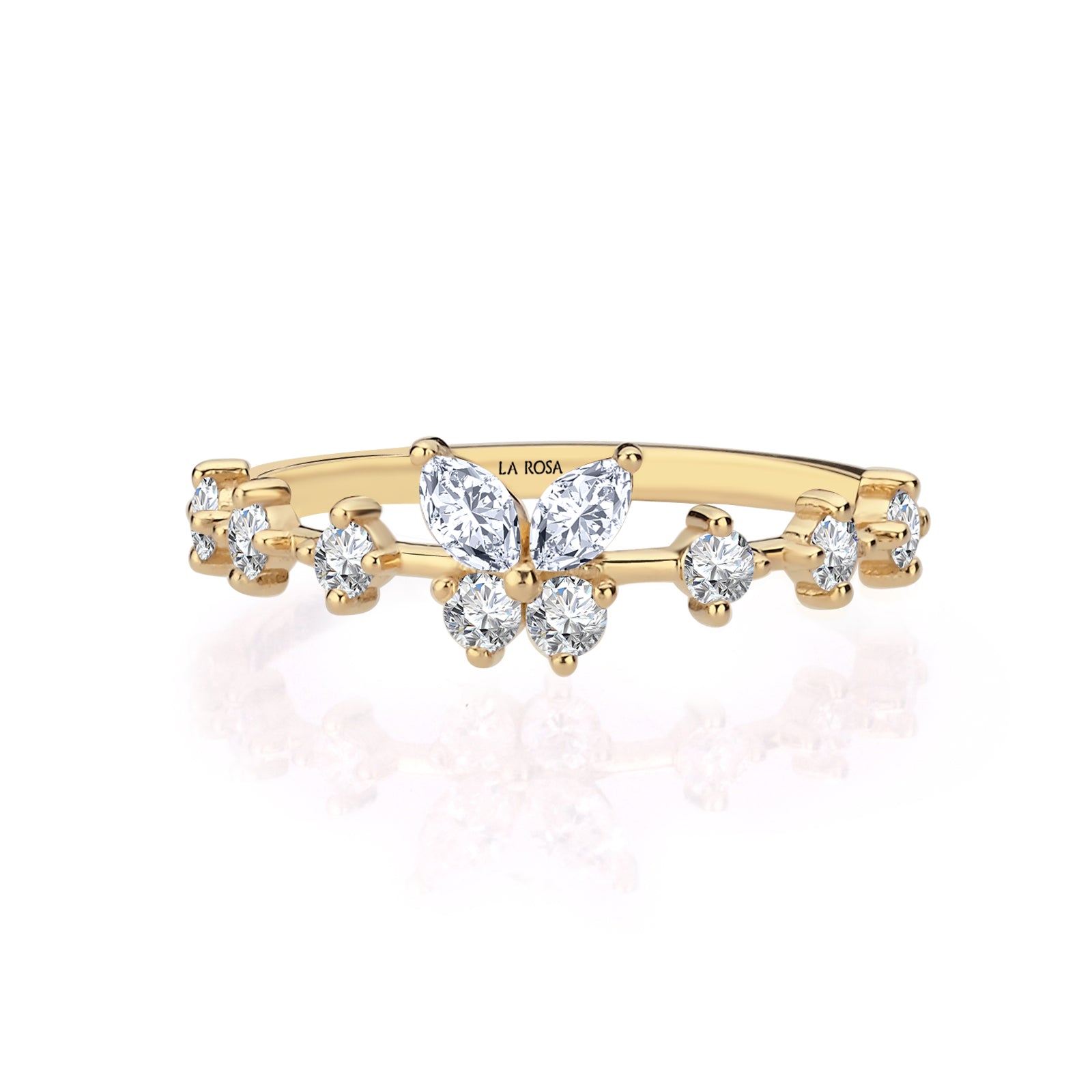 INEL MYSTIC DREAM DIN AUR GALBEN 14K FORMA FLUTURE CU DIAMANTE - Bijuterii LA ROSA