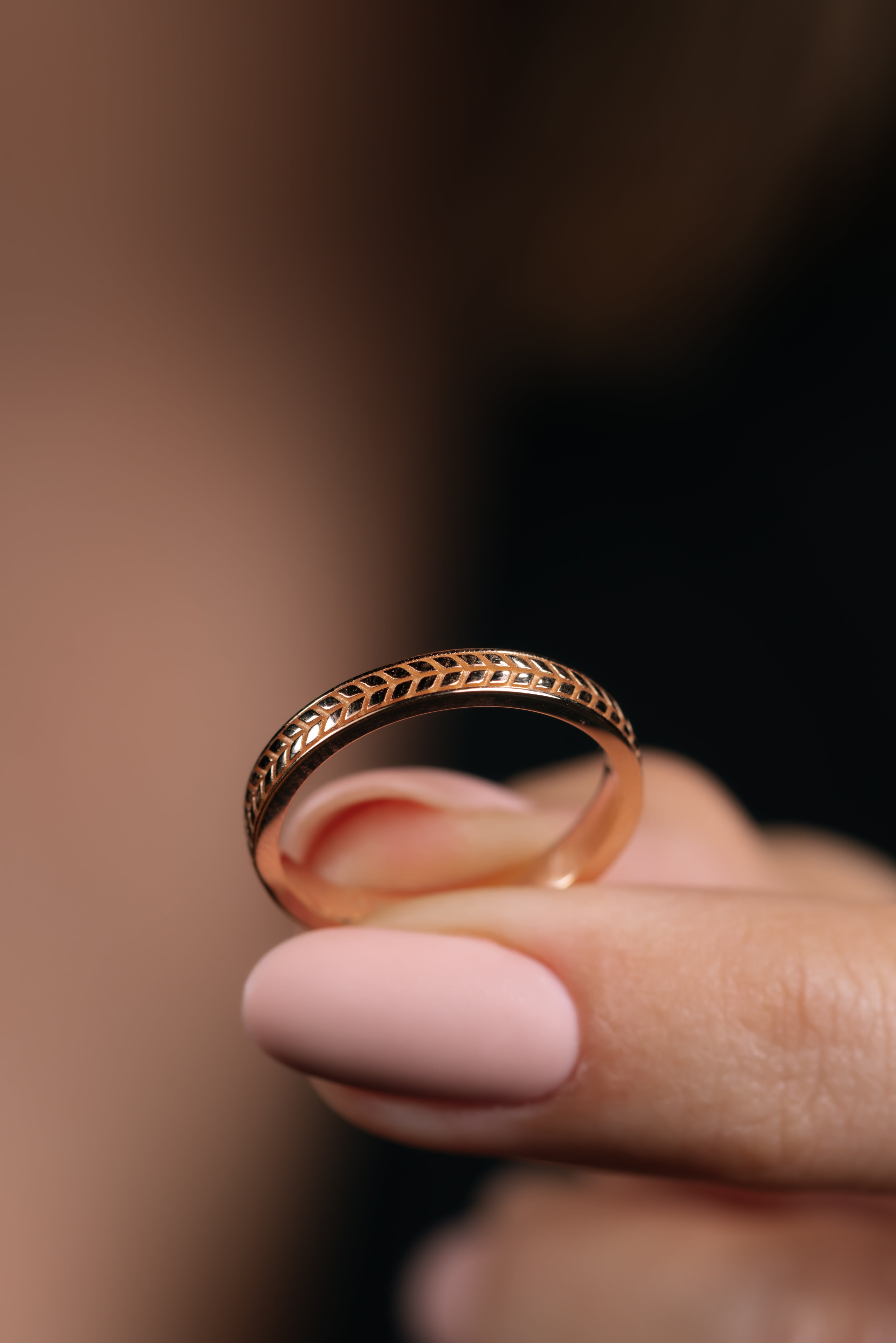 Inel V000471 din aur roz 14k model spic mare - Bijuterii LA ROSA