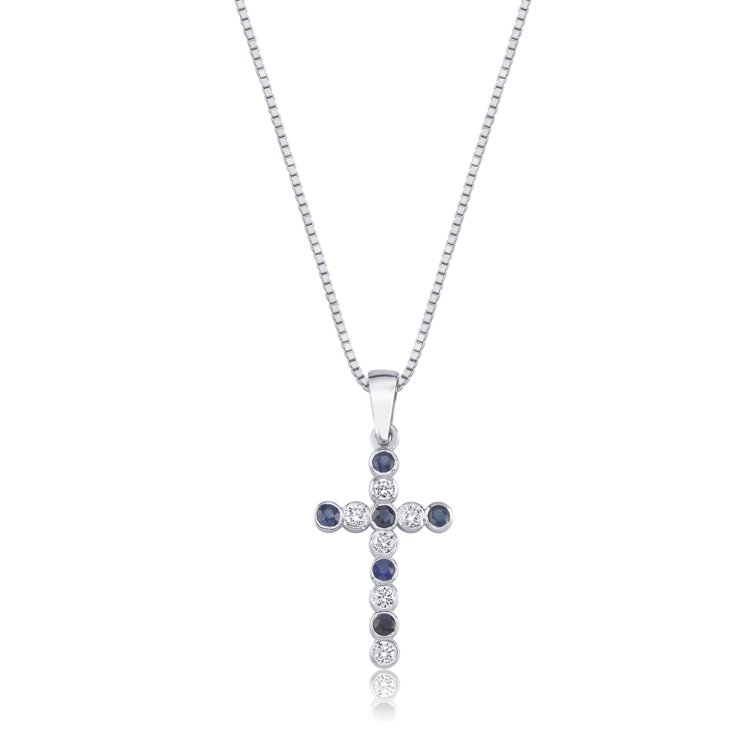 アクセサリー r0[Hz]825 Colier cruce LRCR602 din aur alb 14k cu diamante naturale 0.10ct si sa