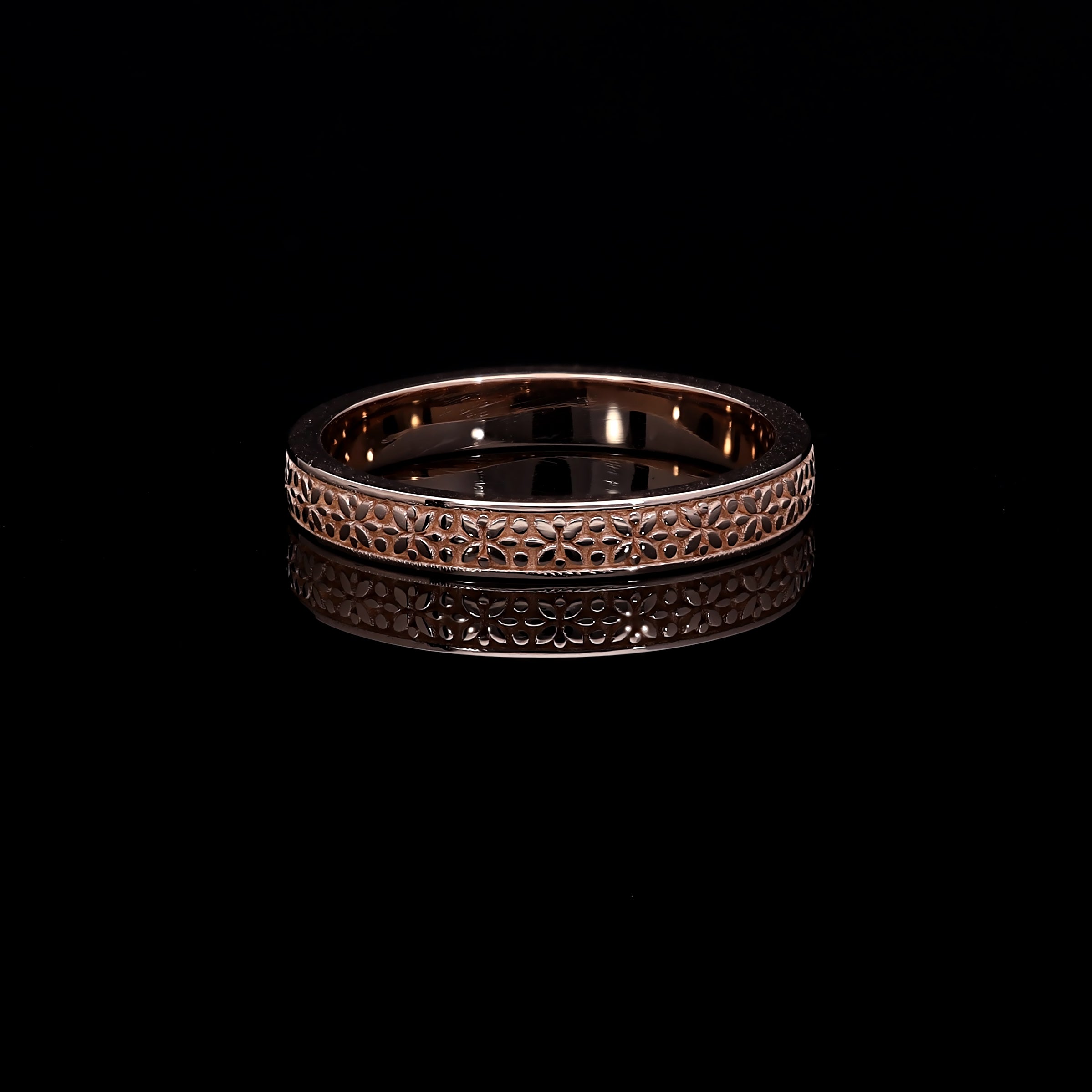 Verighete V000468 din aur roz model floare mare - Bijuterii LA ROSA