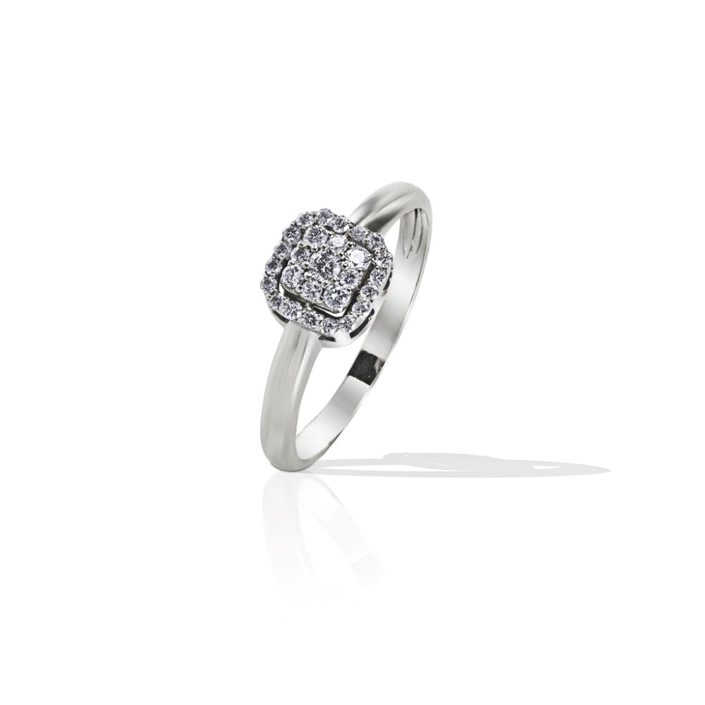 Inel din aur alb 18k cu diamante naturale 0.25ct
