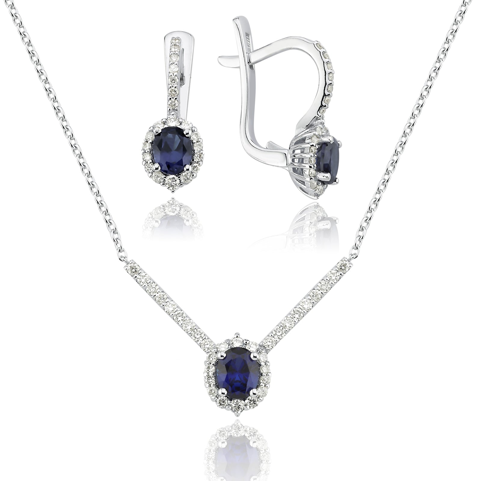 COLIER AVS1769 DIN AUR ALB 14K CU DIAMANTE SI SAFIR - Bijuterii LA ROSA