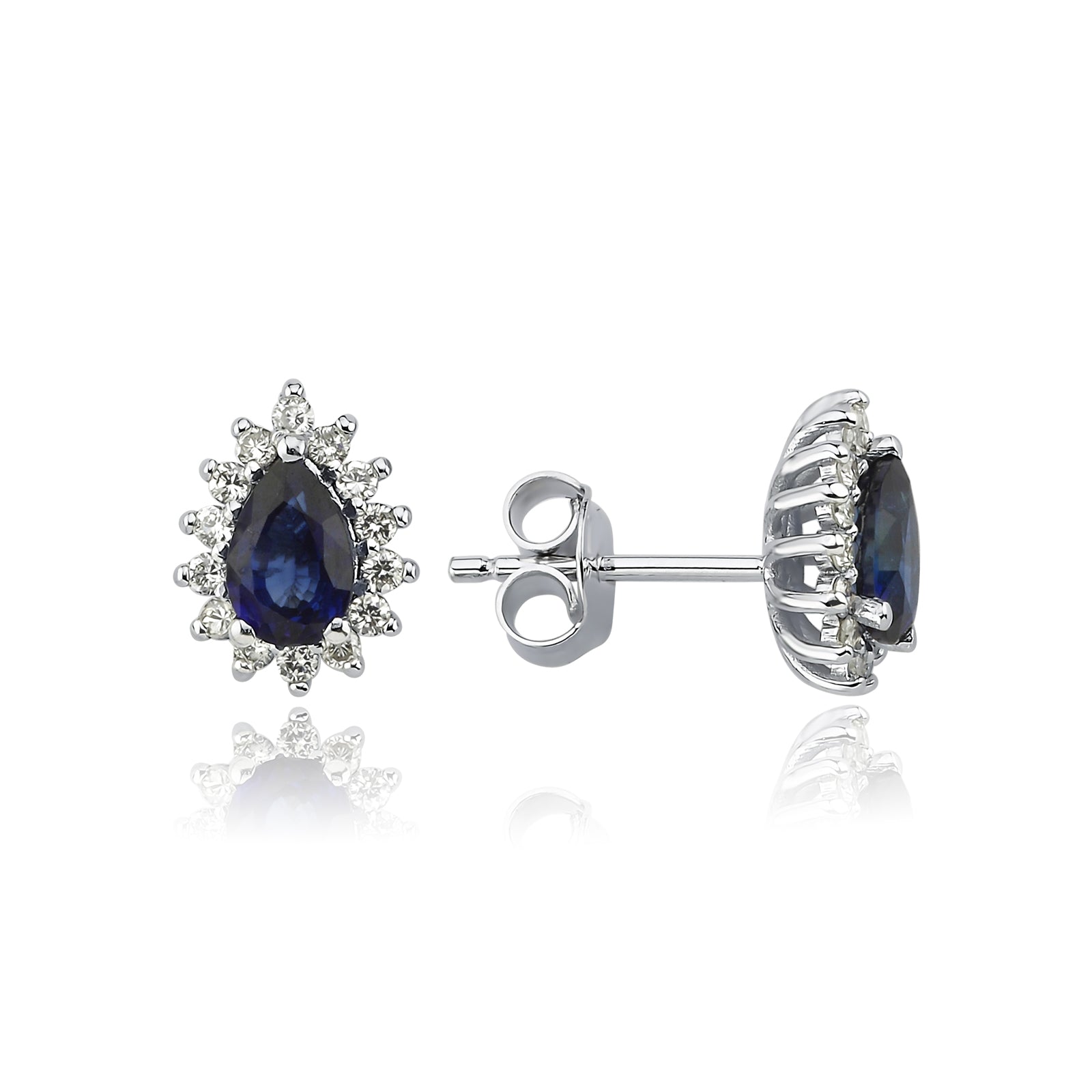 Cercei AVS1852 din aur alb 14k cu safir si diamante - Bijuterii LA ROSA