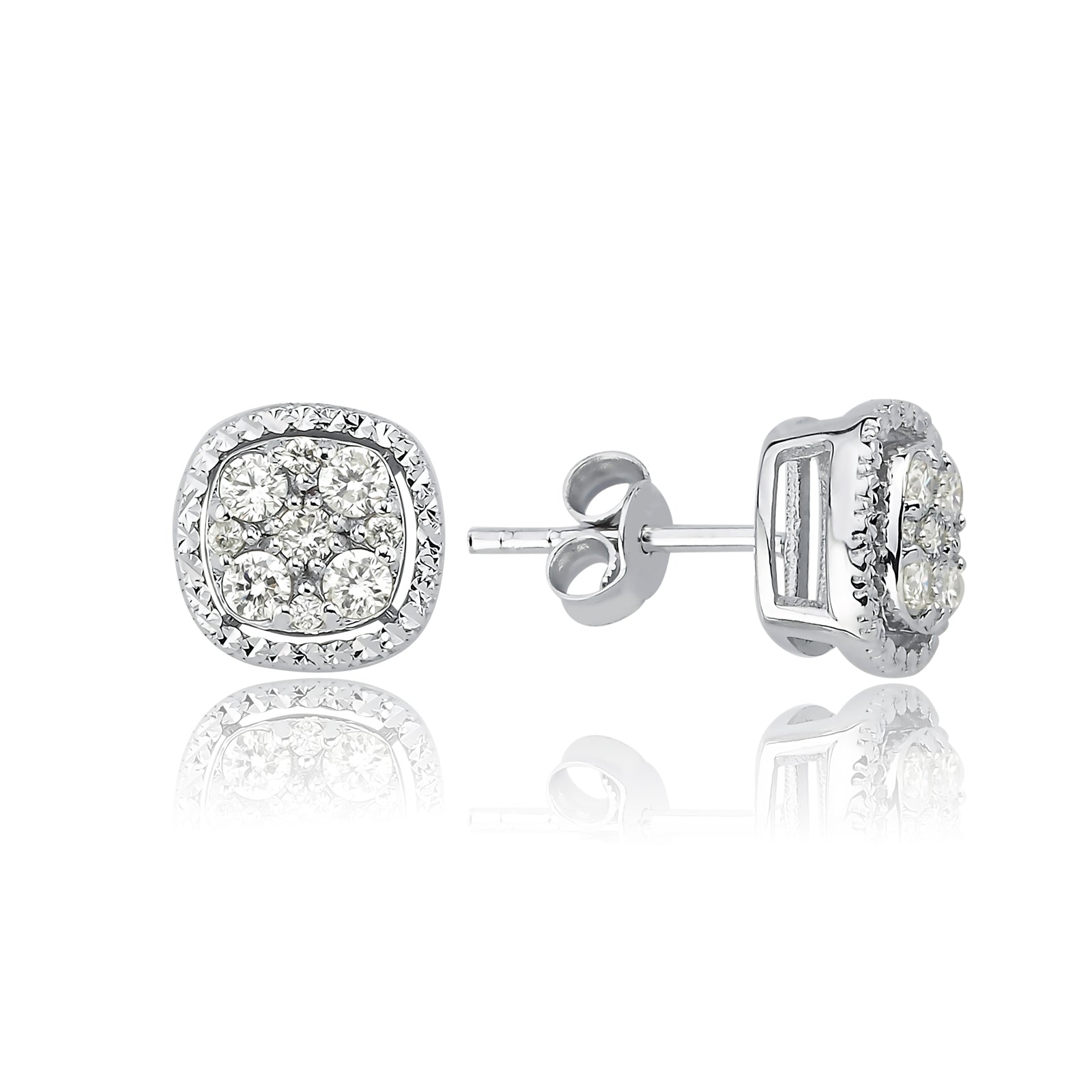 CERCEI AVS1937 DIN AUR ALB 14K CU DIAMANTE - Bijuterii LA ROSA