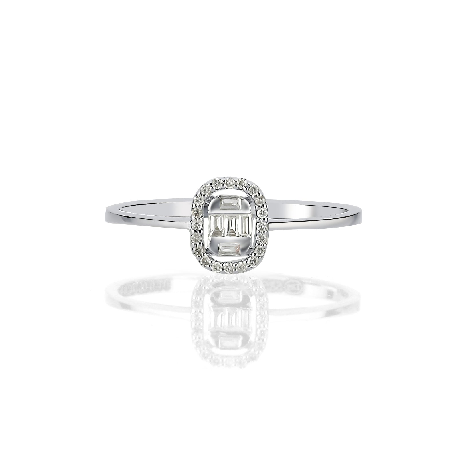 Inel AVS4626 din aur alb 14k cu diamante baguette - Bijuterii LA ROSA