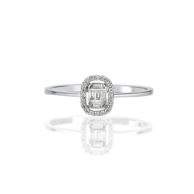 Inel AVS4626 din aur alb 14k cu diamante baguette - Bijuterii LA ROSA