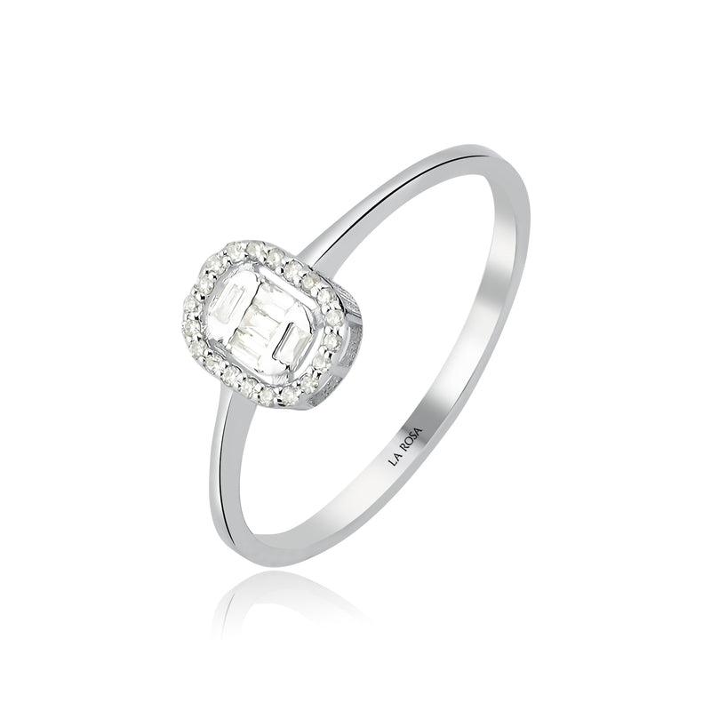 Inel AVS4626 din aur alb 14k cu diamante baguette - Bijuterii LA ROSA