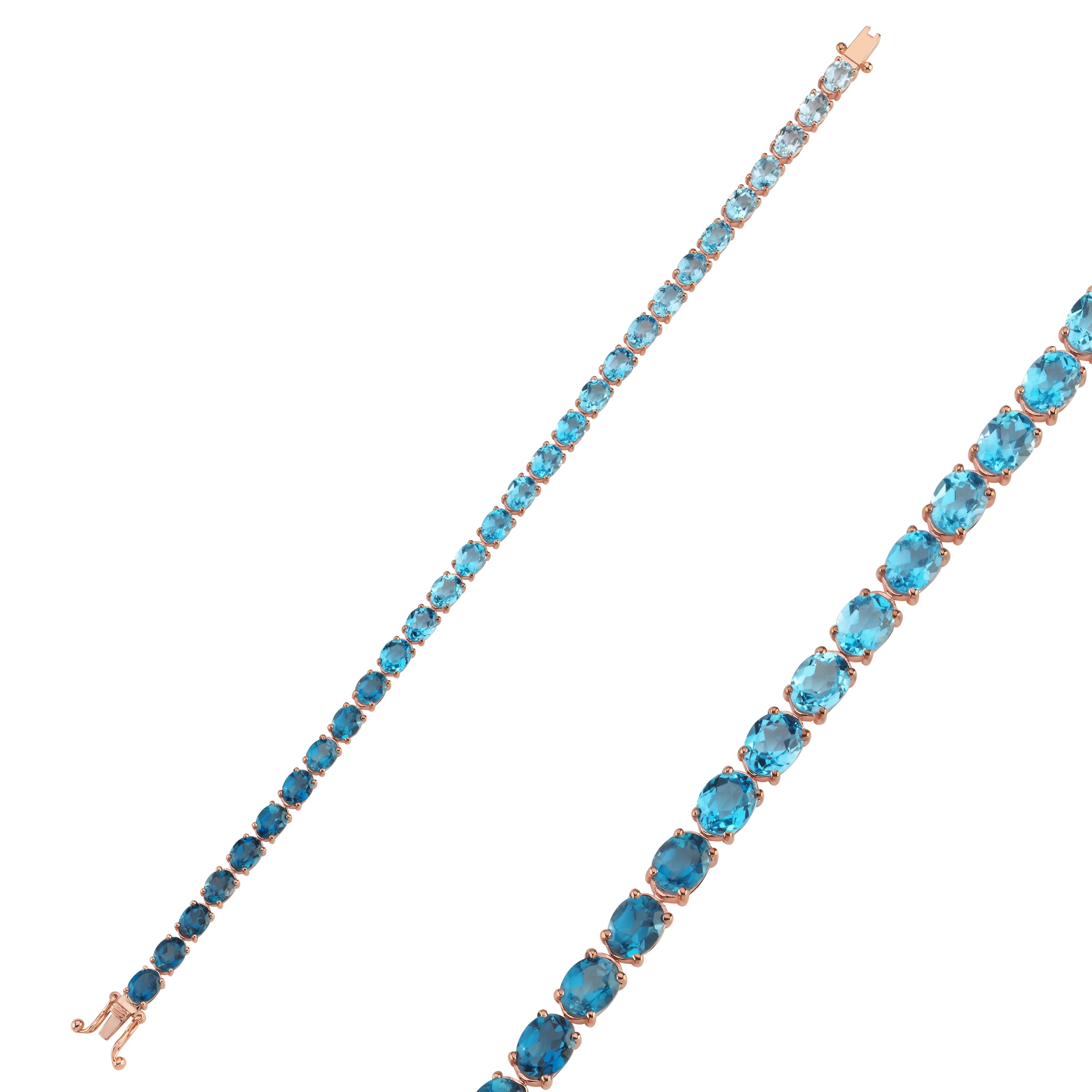 Bratara din aur roz 14k cu safire 12.68ct