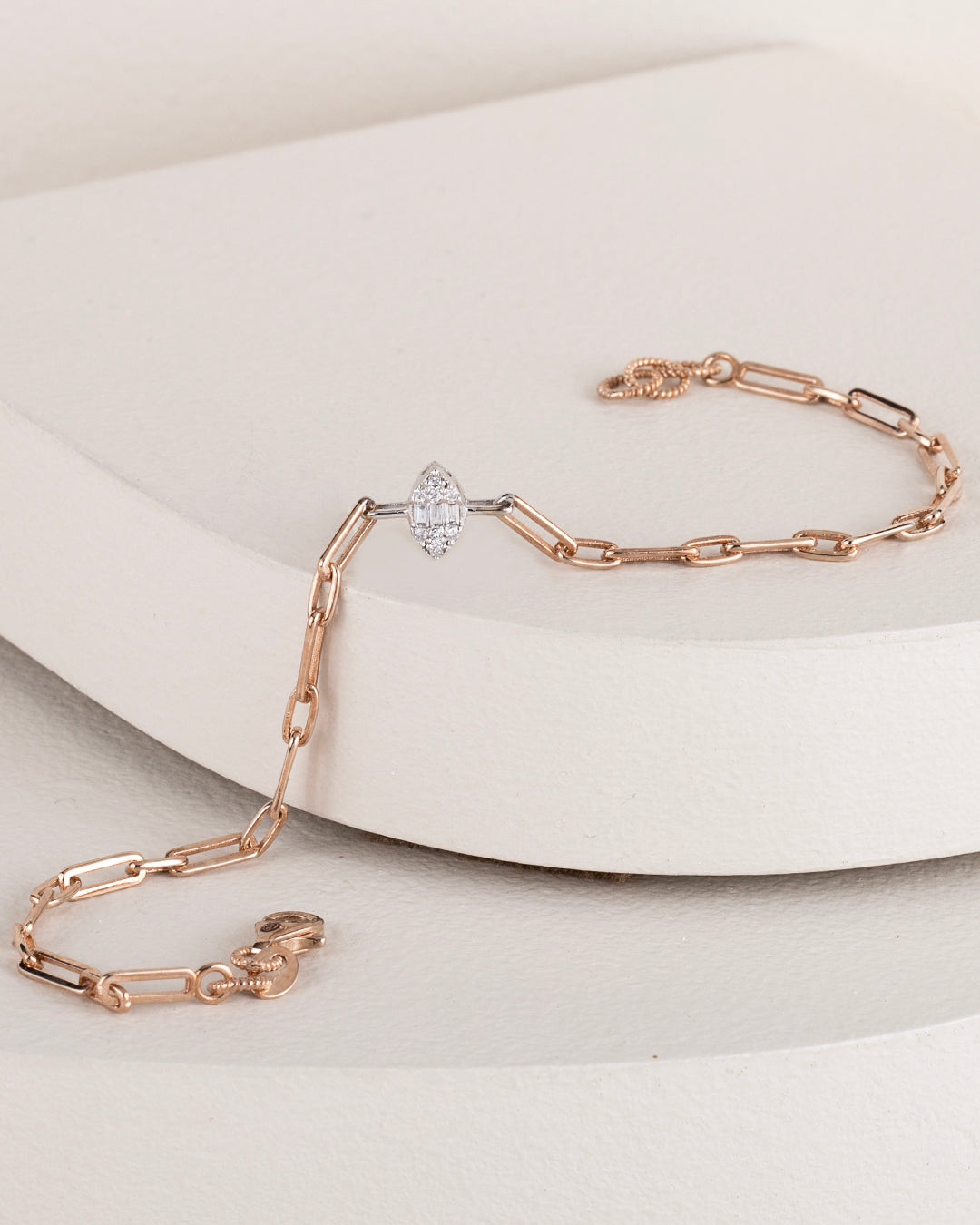 Bratara AR01873B din aur roz 14k cu diamante - Bijuterii LA ROSA
