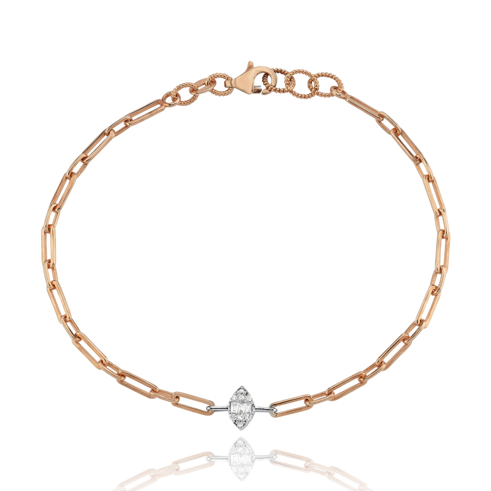 Bratara AR01873B din aur roz 14k cu diamante - Bijuterii LA ROSA
