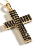 Colier CR0015 din aur galben 14k cu diamante negre forma cruce - Bijuterii LA ROSA