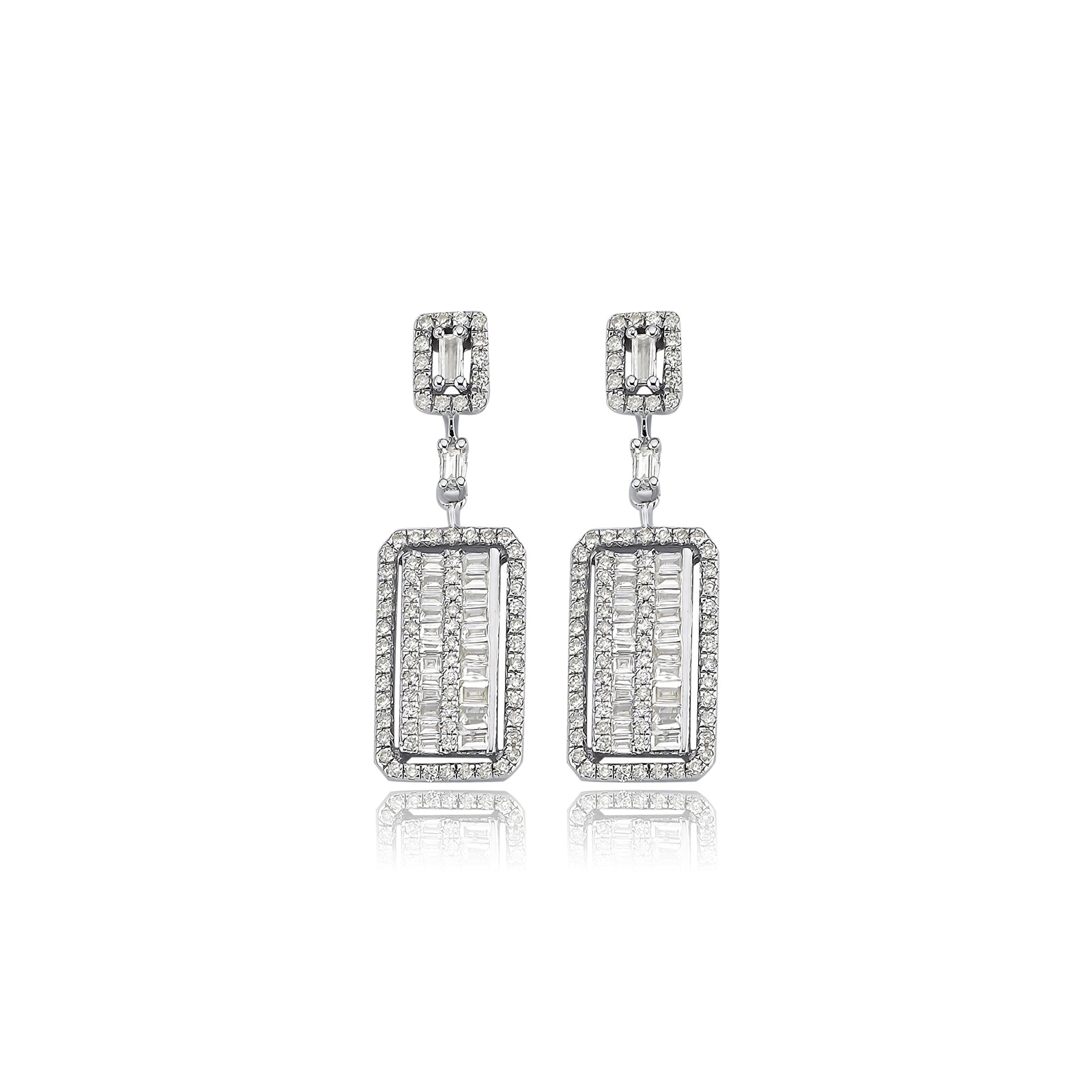 Cercei CN0429E din aur alb 14k cu diamante - Bijuterii LA ROSA