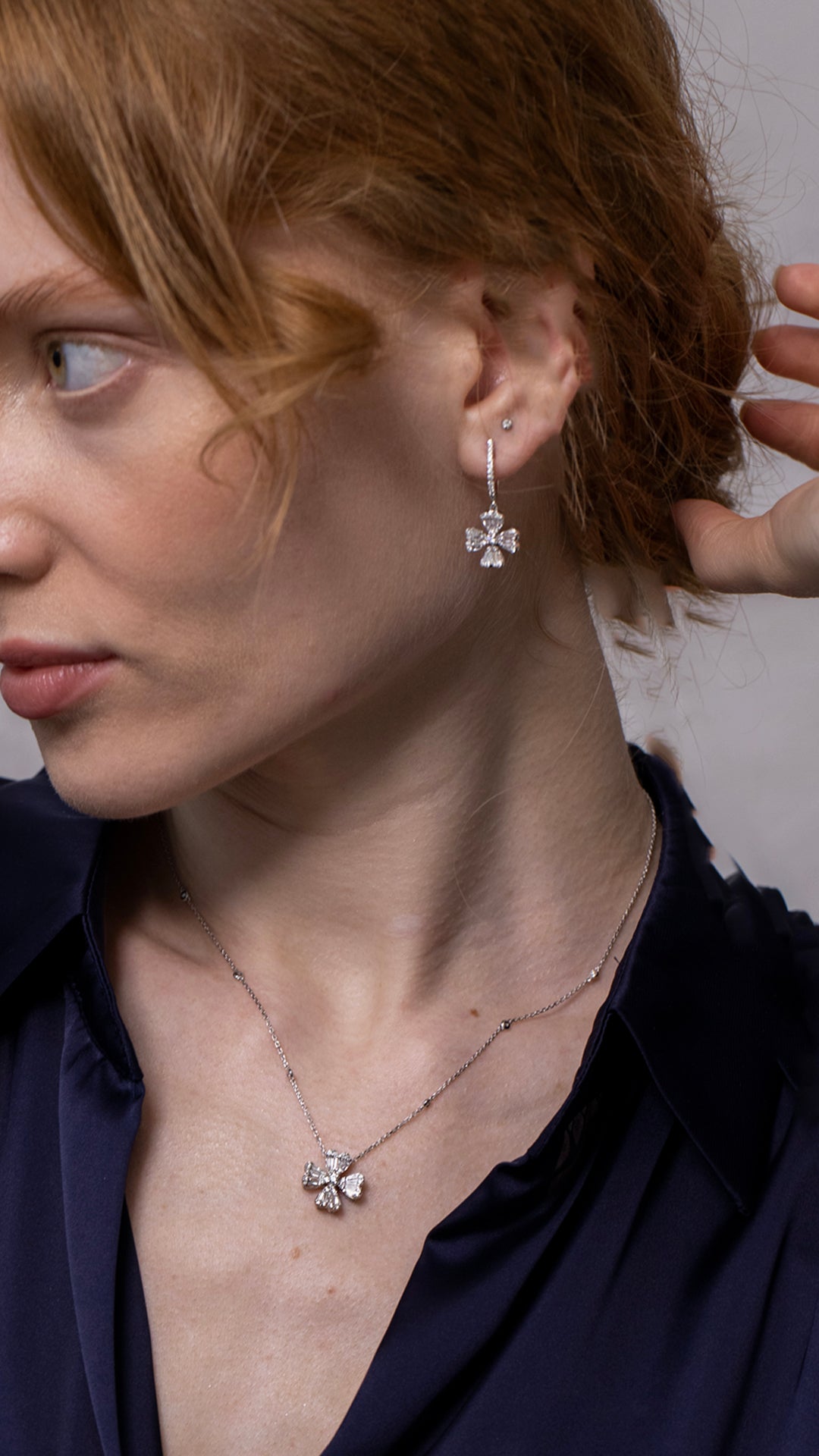 Colier CN0573M din aur alb 14k cu diamante - Bijuterii LA ROSA