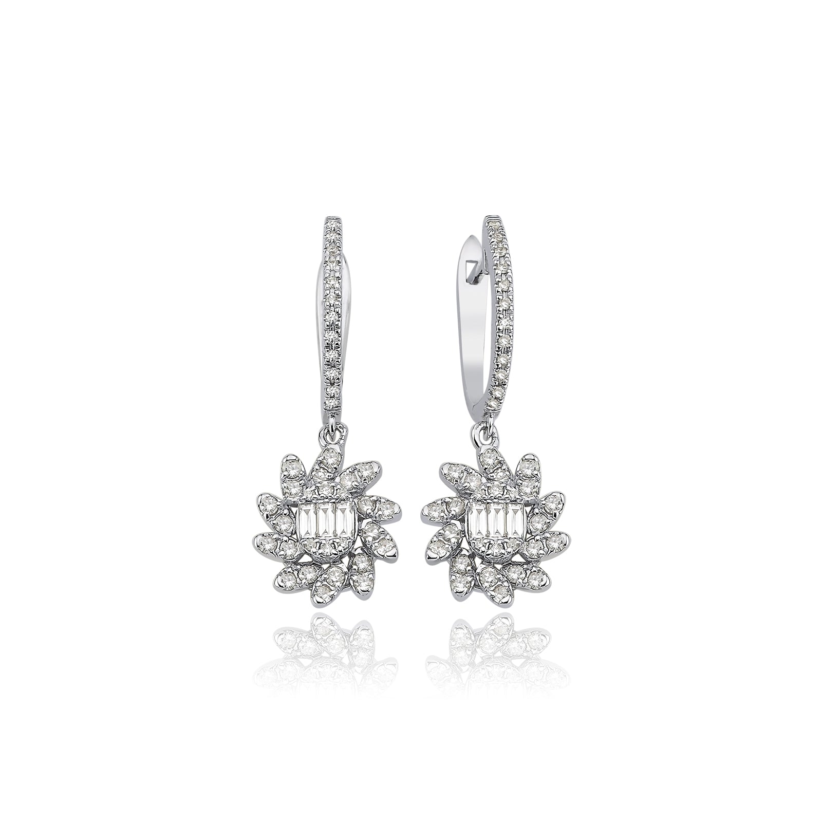 Cercei CN0581E din aur alb 14k cu diamante - Bijuterii LA ROSA