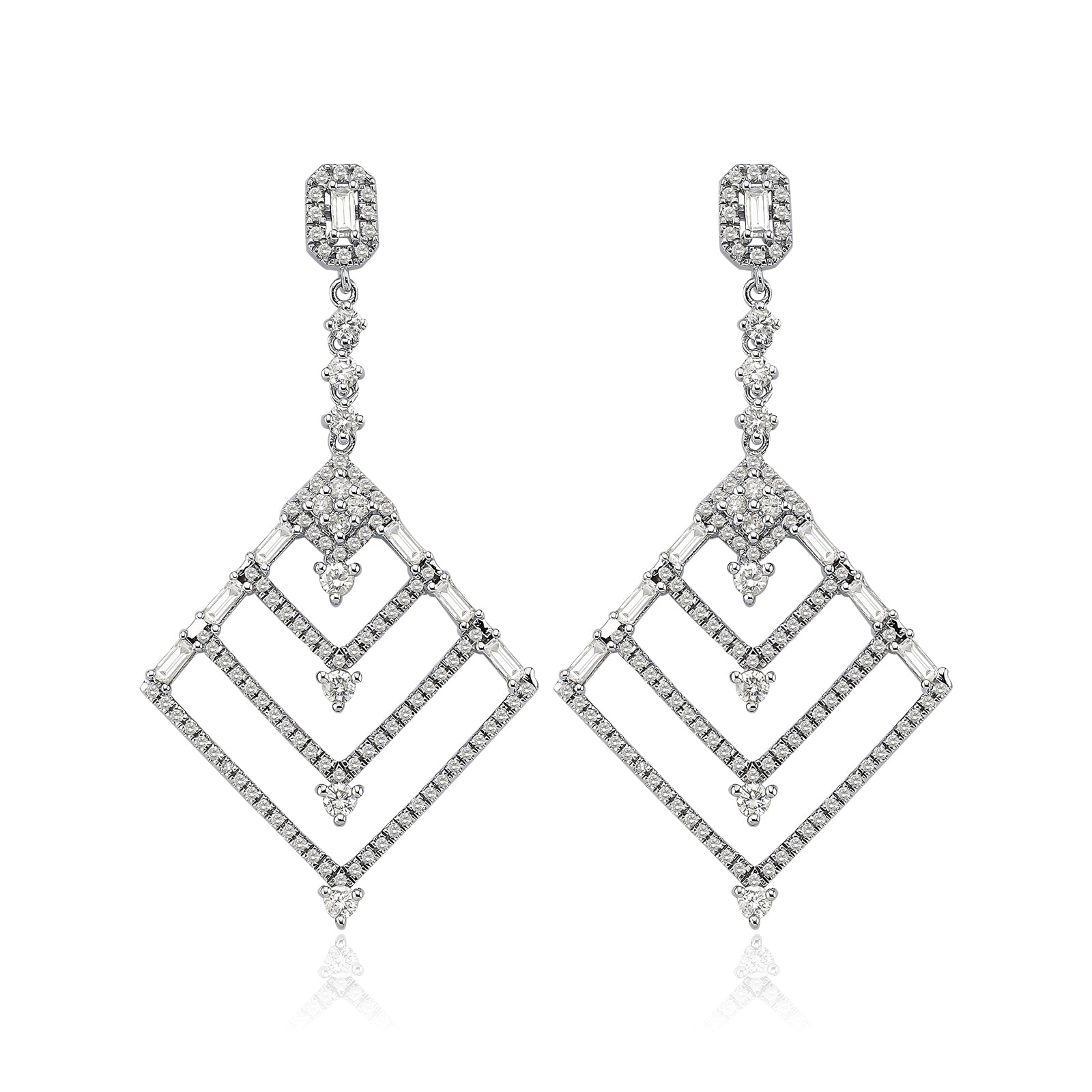 Cercei CN0687E din aur alb 14k cu diamante - Bijuterii LA ROSA