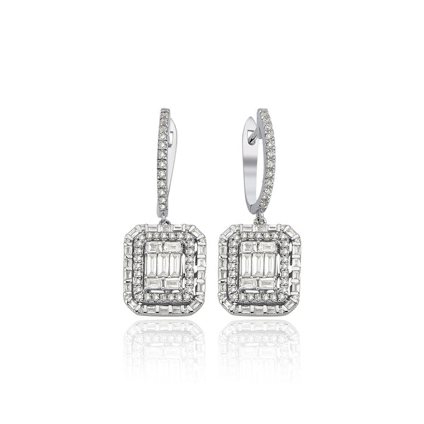 Cercei CN1095E din aur alb 14k cu diamante - Bijuterii LA ROSA