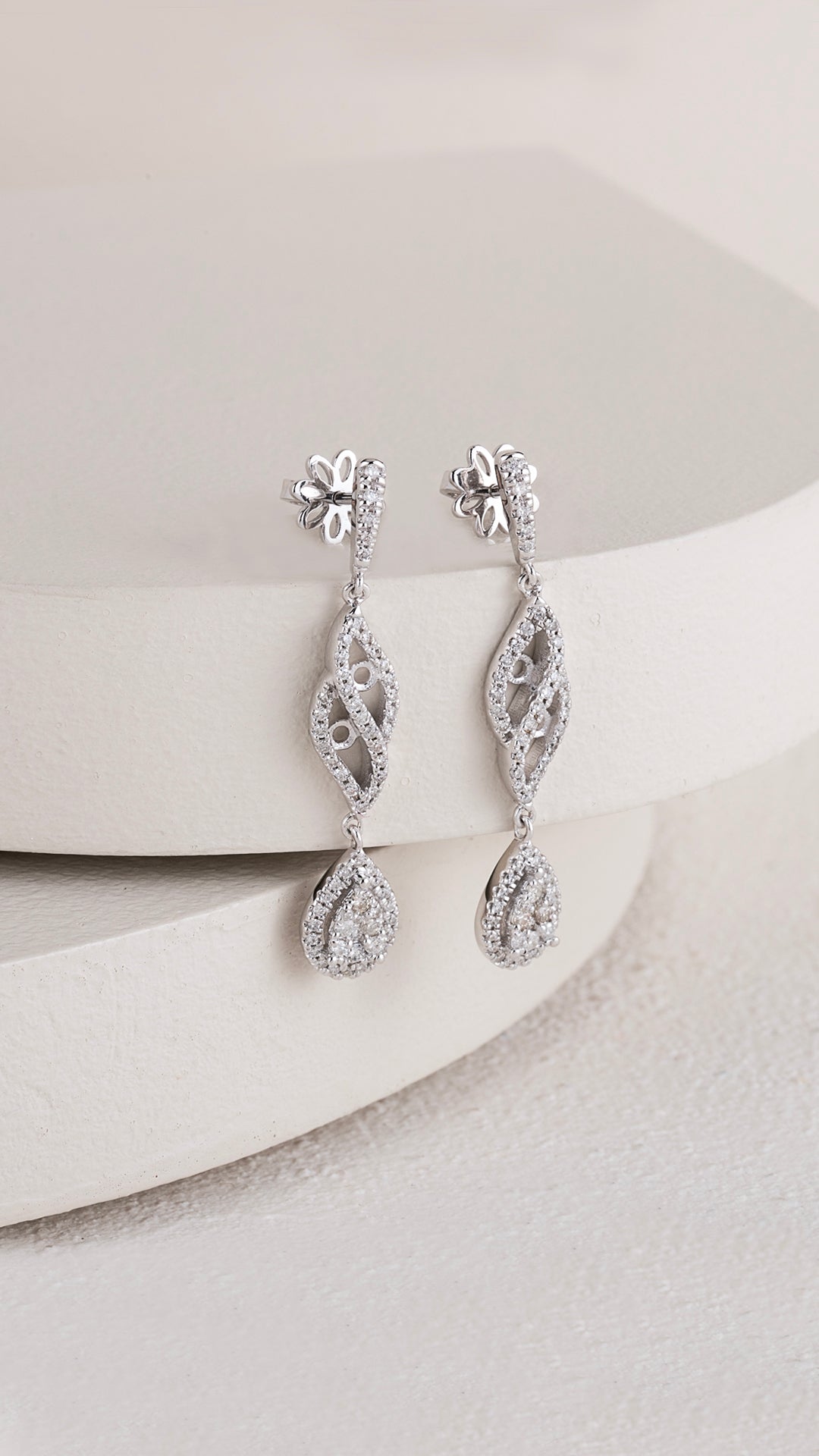 Cercei CN1316E din aur alb 14k cu diamante - Bijuterii LA ROSA