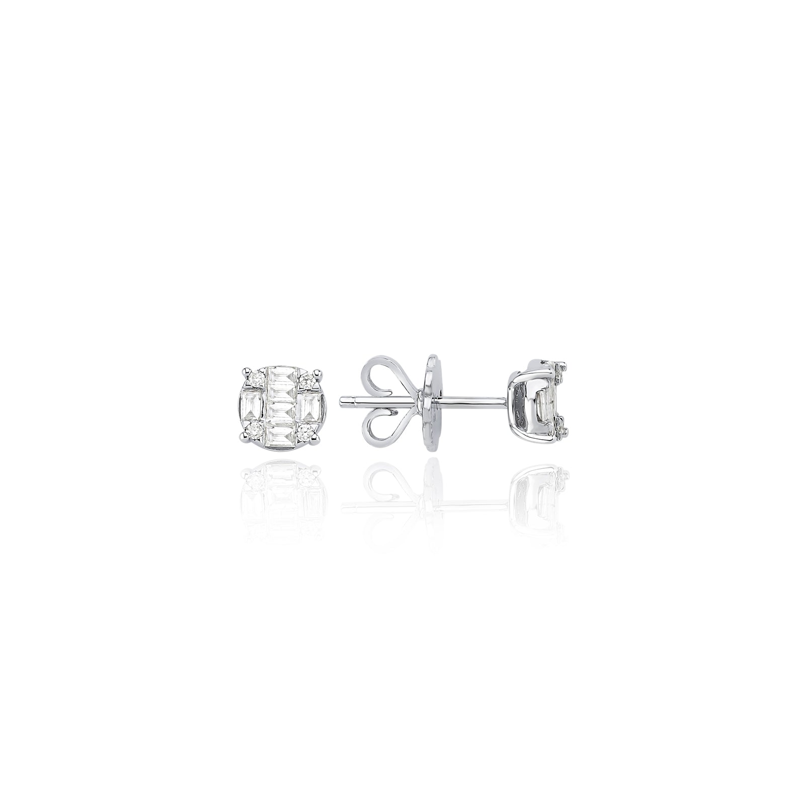 Cercei HD0606E3 din aur alb 14k cu diamante bagheta - Bijuterii LA ROSA