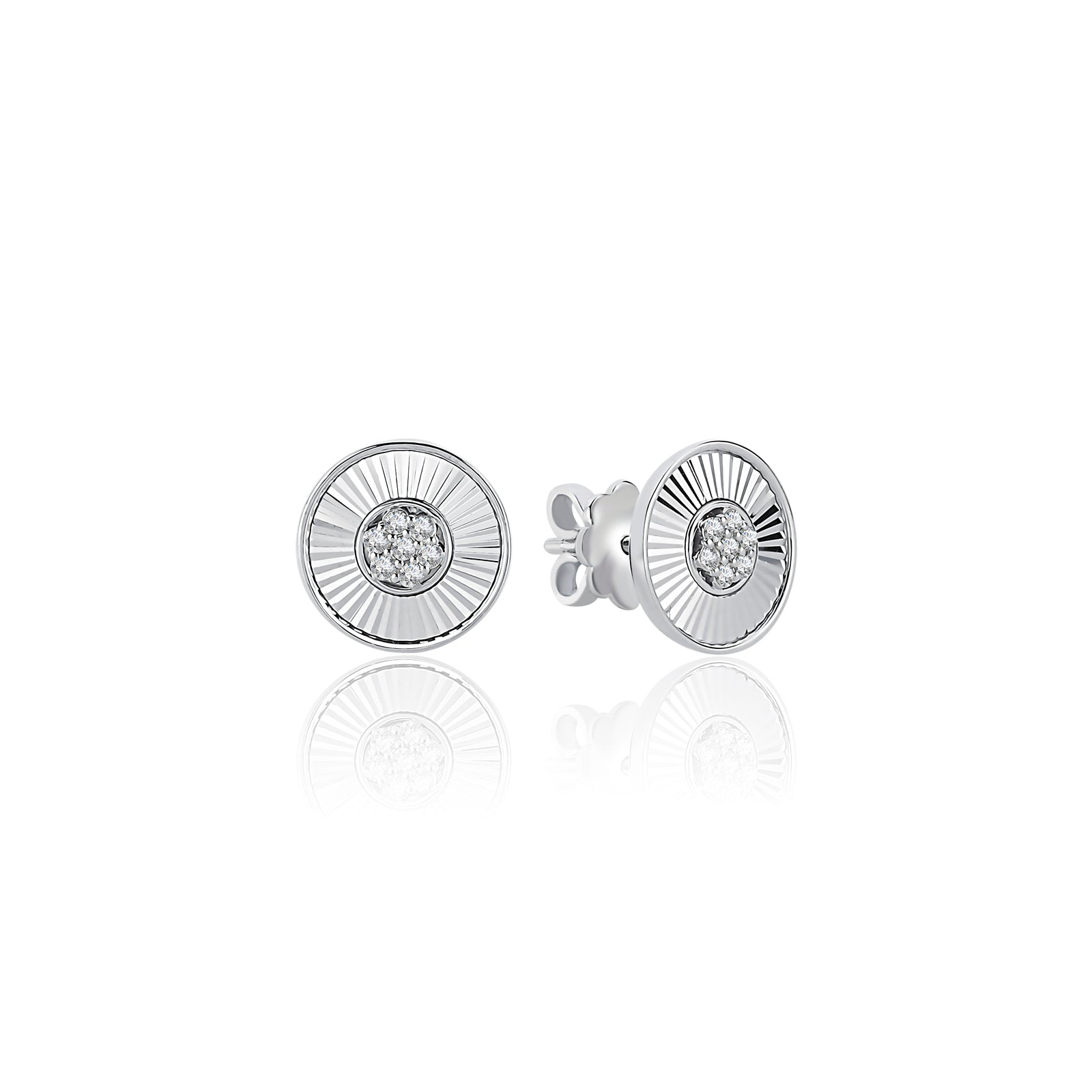 Cercei HD0685-E forma rotunda din aur alb 14k cu diamante - Bijuterii LA ROSA